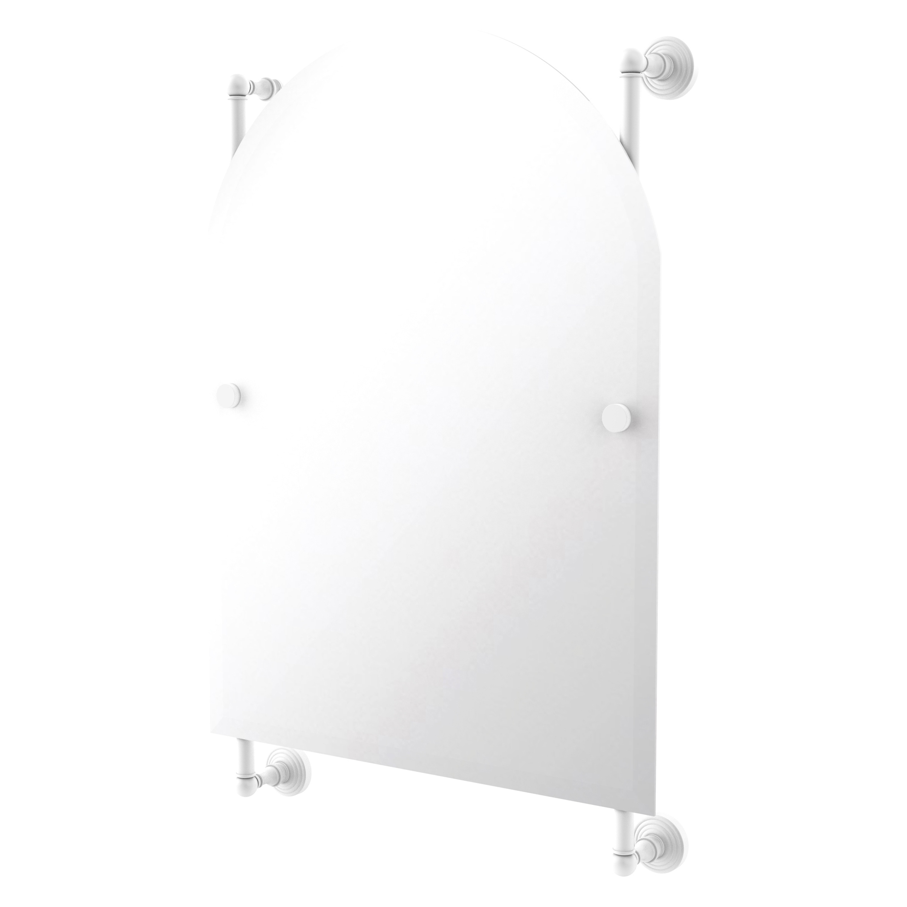 Allied Brass WP-27-94-WHM Waverly Place 21-Inches x 32-Inches Beveled Frameless Arch Bathroom Vanity Mirror ( Matte White )