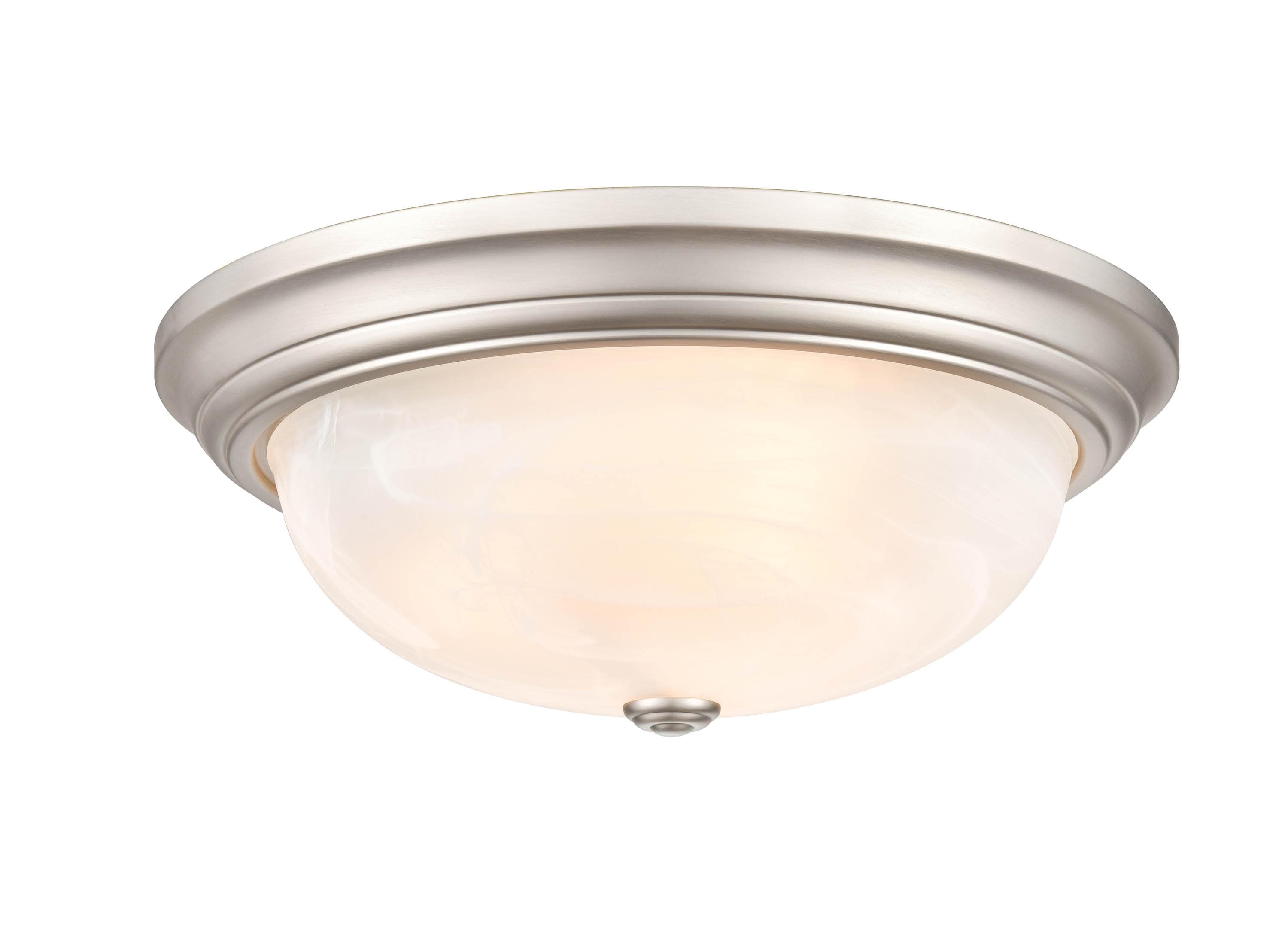 Sleek Satin Nickel 3-Light Indoor/Outdoor Flush Mount Bowl