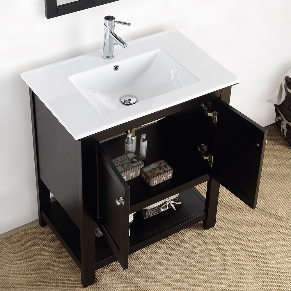 Manchester 30" Black Solid Wood Free-Standing Single Sink Vanity