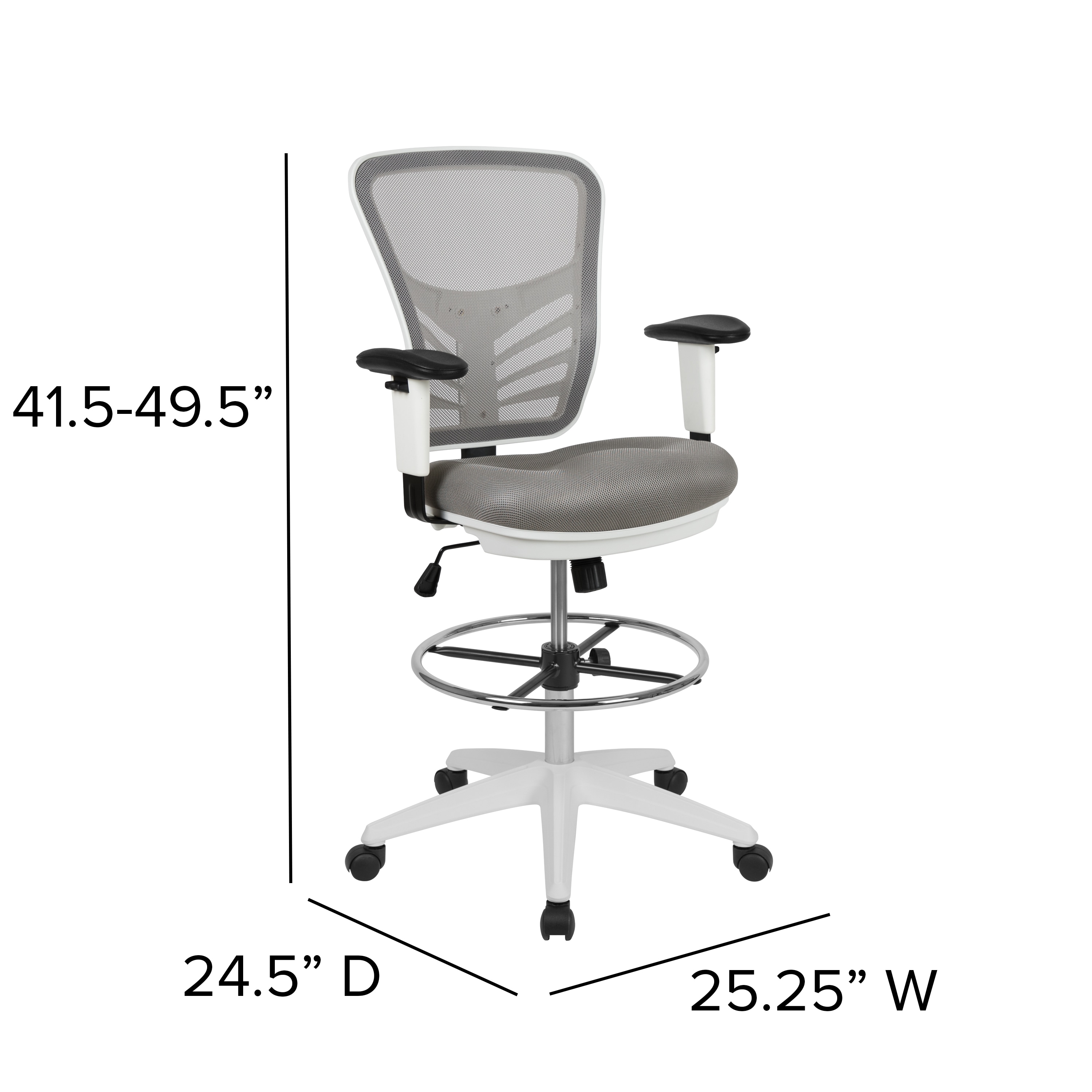 Flash Furniture Mesh Mid-Back Drafting Stool w/Lumbar Support