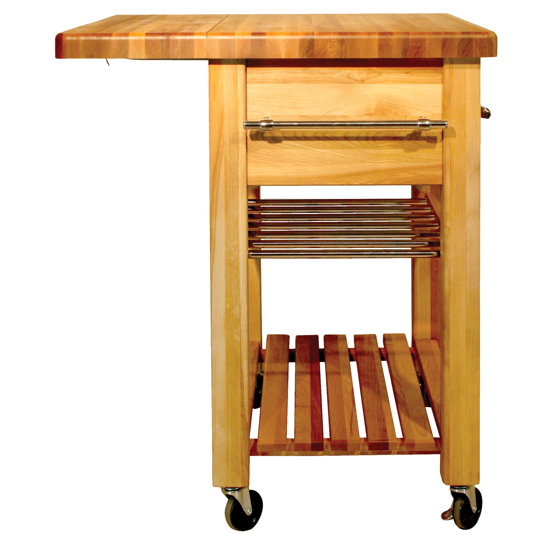 Catskill Craftsmen Brown Wood Base With Birch Butcher Block Top Rolling   49355003 