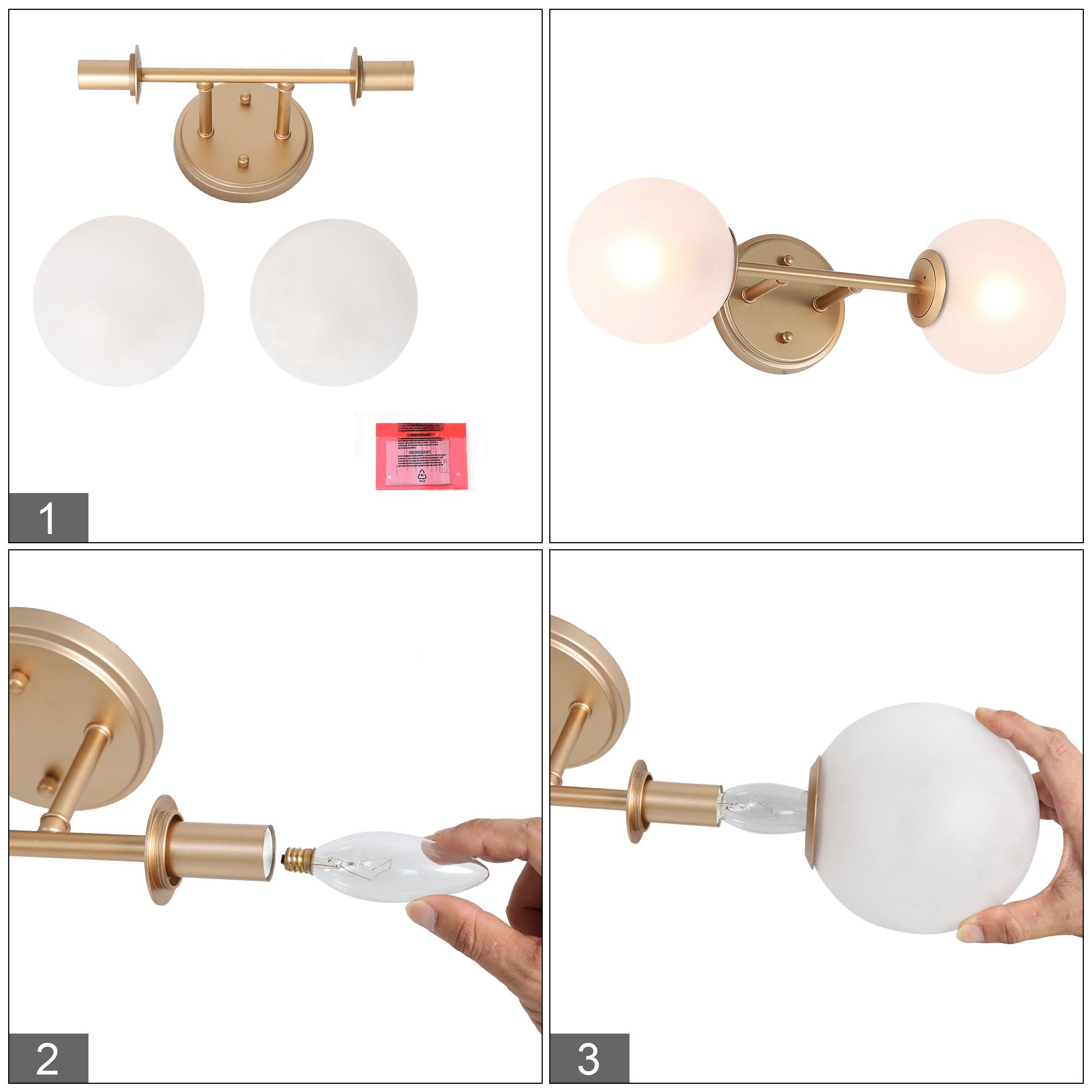 LNC Ellan 2-Light Gold Modern/Contemporary Vanity Light Bar at Lowes.com