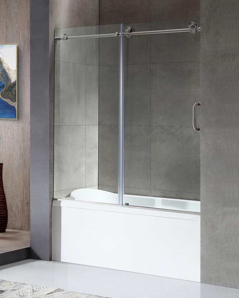 ANZZI SD-AZ17-01BN Don Series Brushed nickel 59-in to 60-in W x 62-in H Frameless Sliding Bathtub door