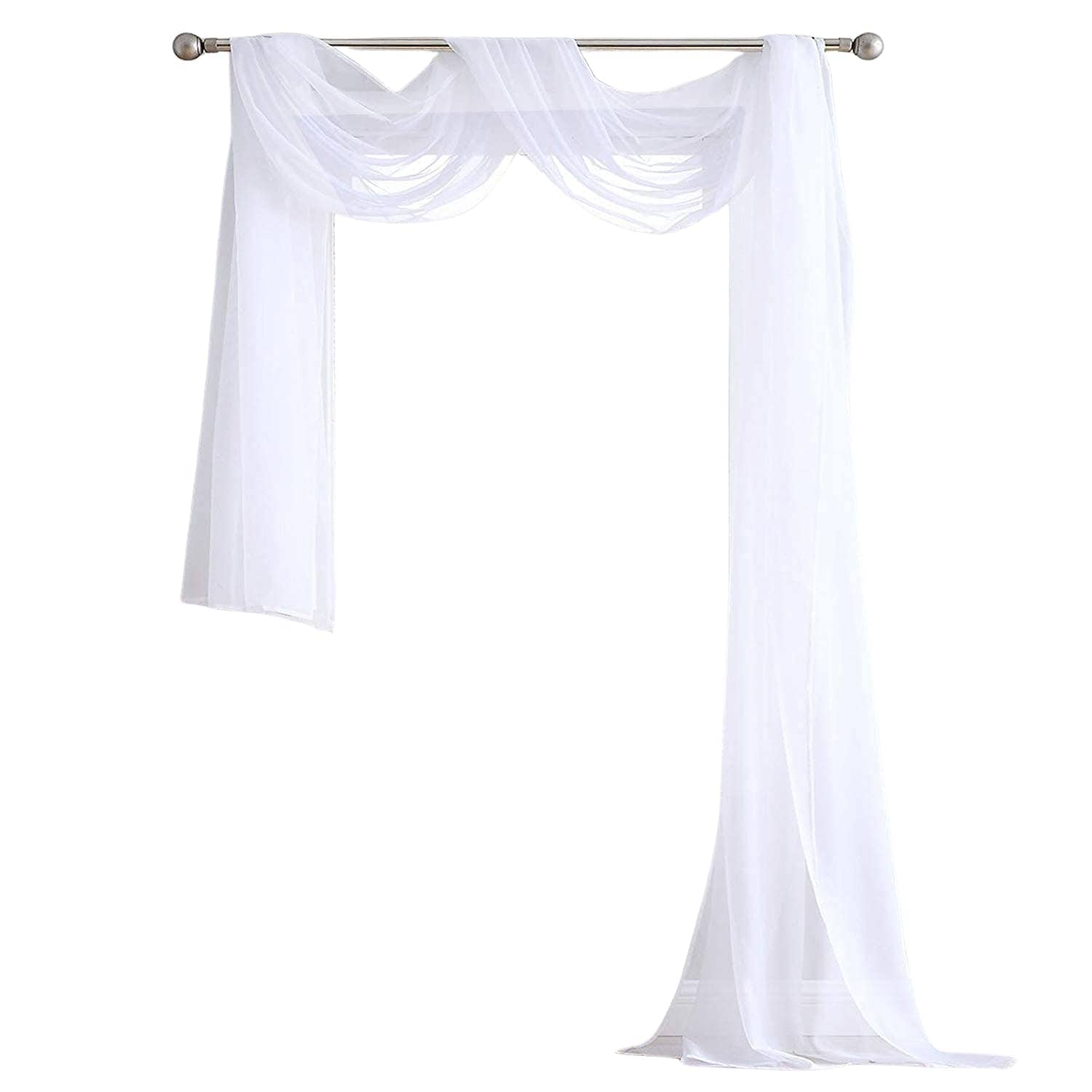 Etokfoks  Sheer Canopy Bed Curtains Panels 216 Inches Home Decoration Sheer Voile Scarf Valance for Wedding 1 Panel White