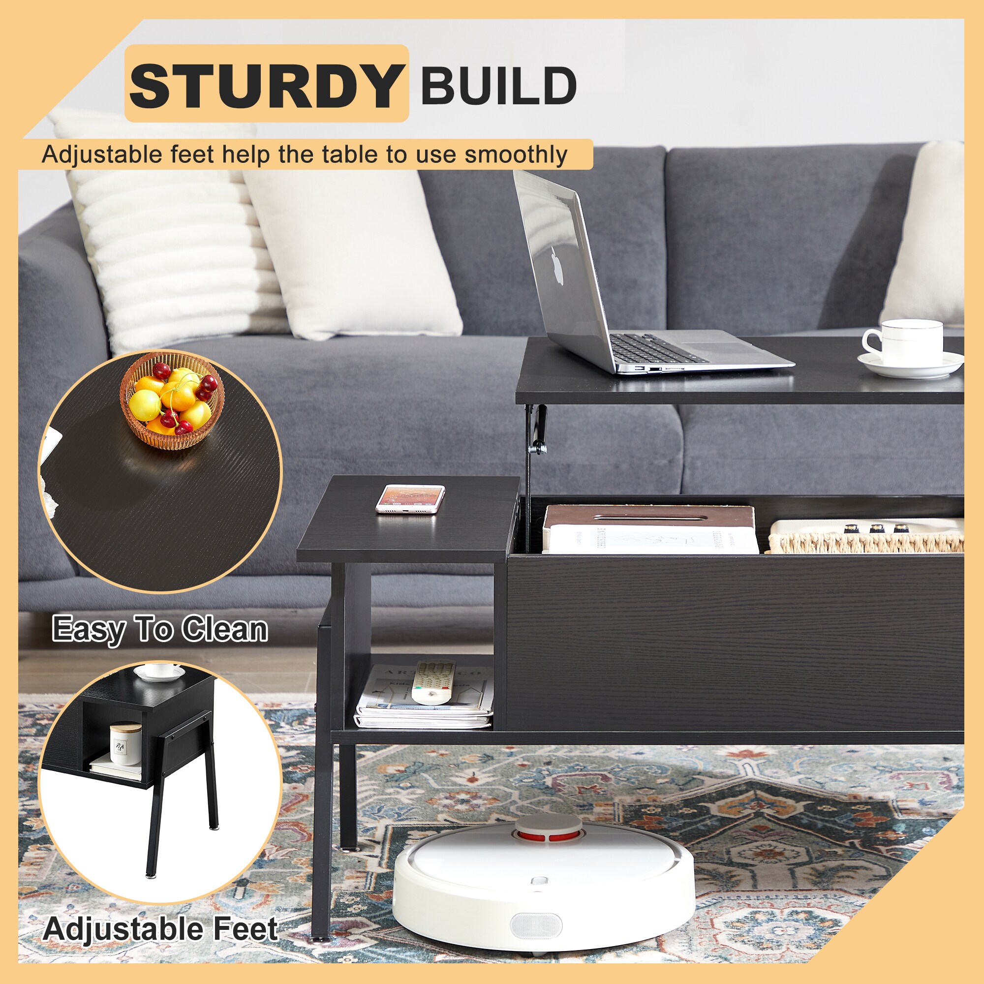 Vecelo LOE-COT06-BLK Coffee-Tables - View #9