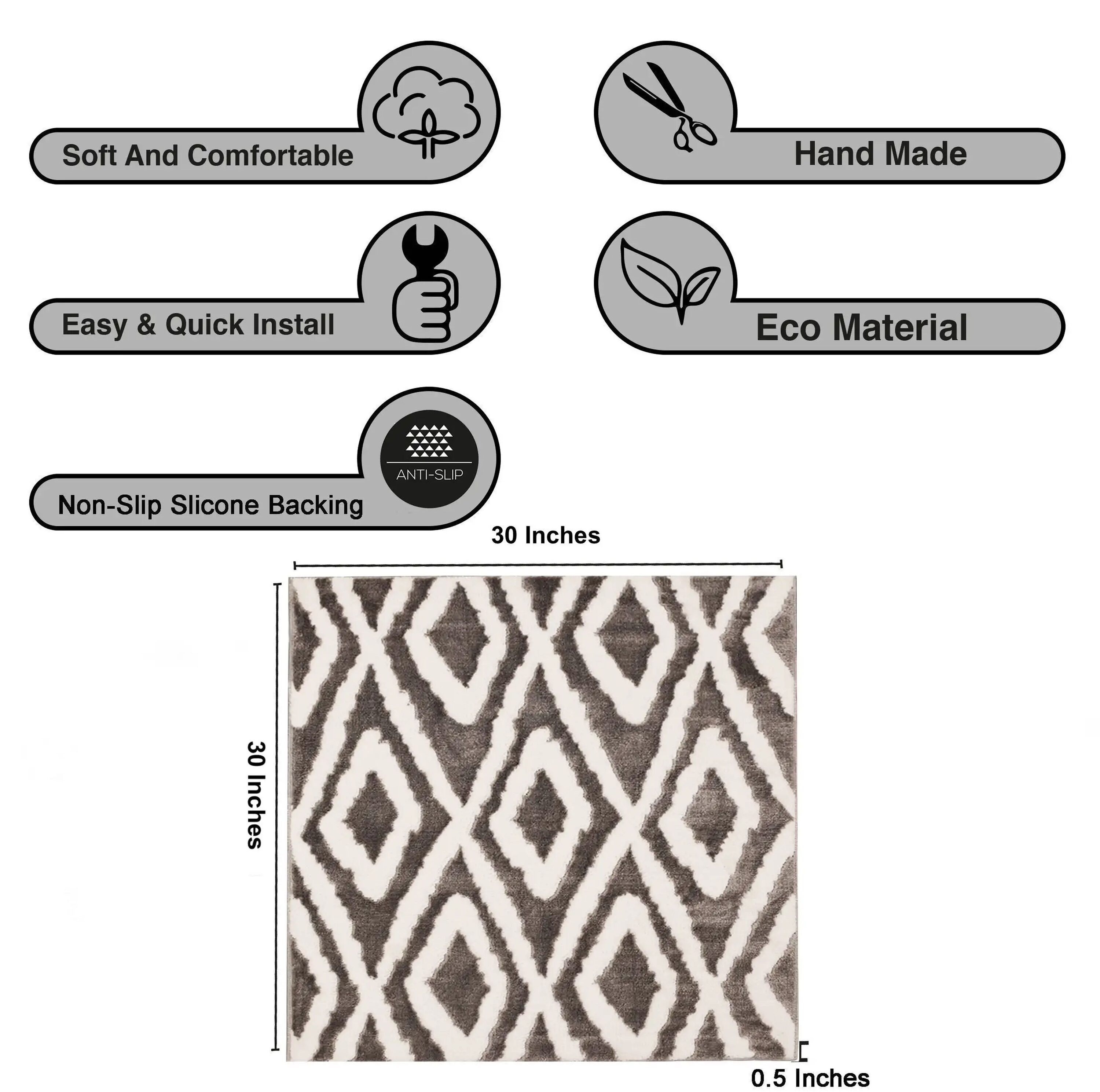 The Sofia Rugs Gray/White Geometric Square Indoor/Outdoor Door Mat -  Durable Polypropylene Material, Non-Slip Grip, Machine Washable in the Mats  department at