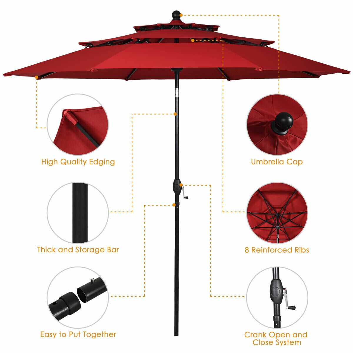Costway GYM03836 Umbrellas-2 - View #6