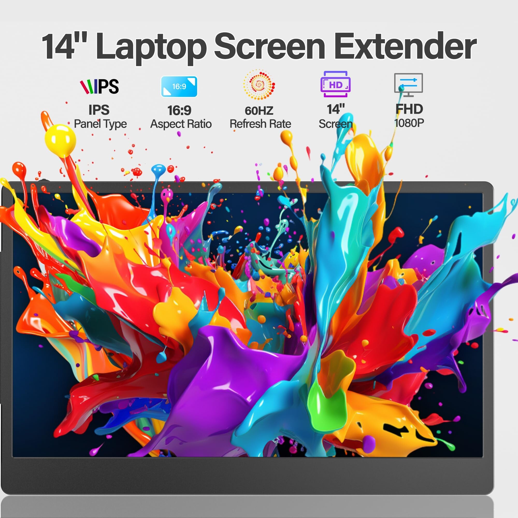 Etokfoks 14 Inch FHD 1080P IPS Laptop Screen Extender Portable Dual And ...
