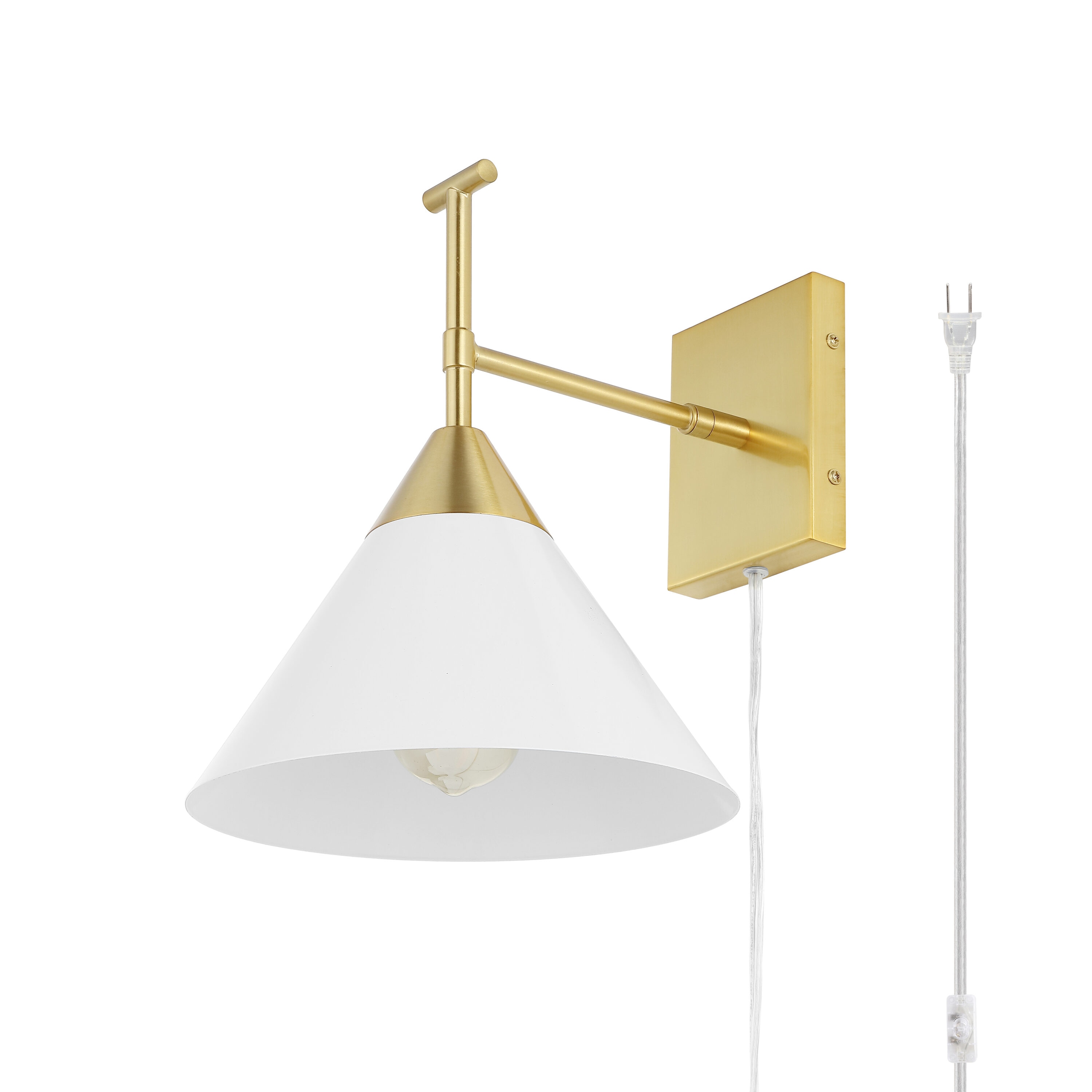 Velezia 20" Gold and White Iron Plug-In Wall Sconce