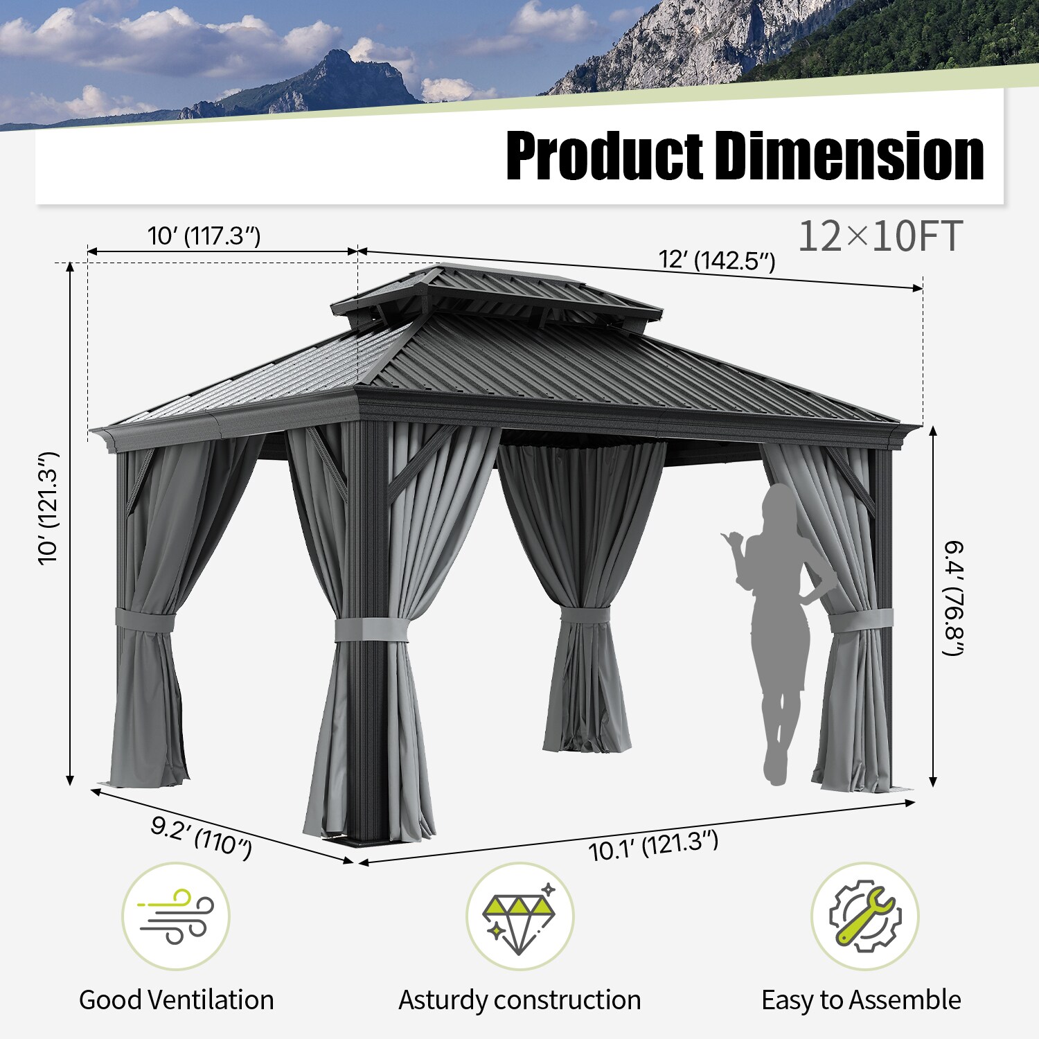 Nordivale W-SC-1210GR77 Wood-Resin-Gazebos - View #8