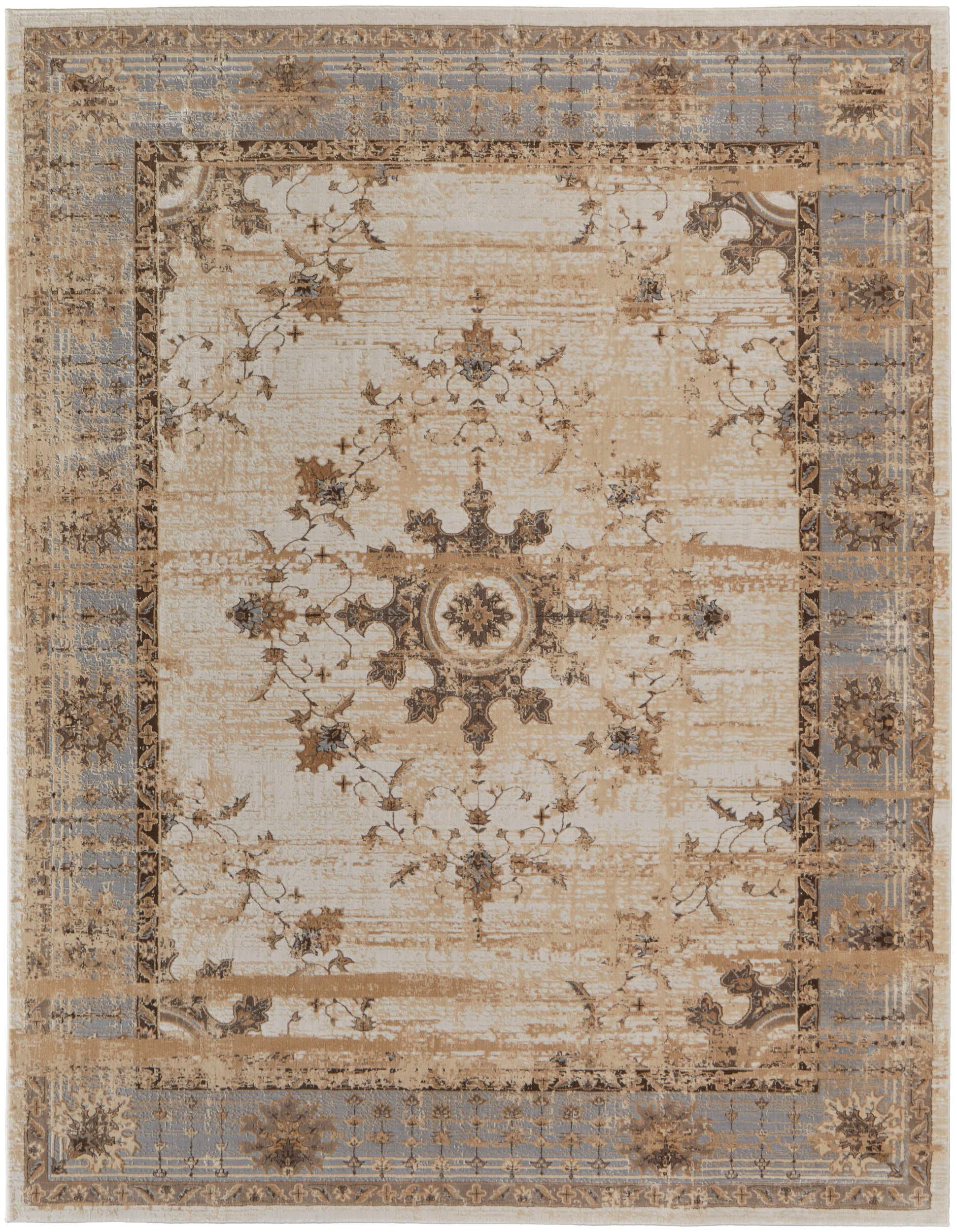 Room Envy CELR39KWBGEGRYC02 4 x 6 (ft) Loomed Rayon Tan/Brown/Gray Rectangular Indoor Border Area rug