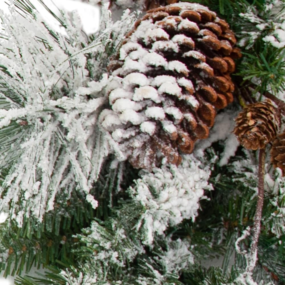 6ft Pre-Lit Snowy Pine Outdoor Christmas Garland with LED Lights