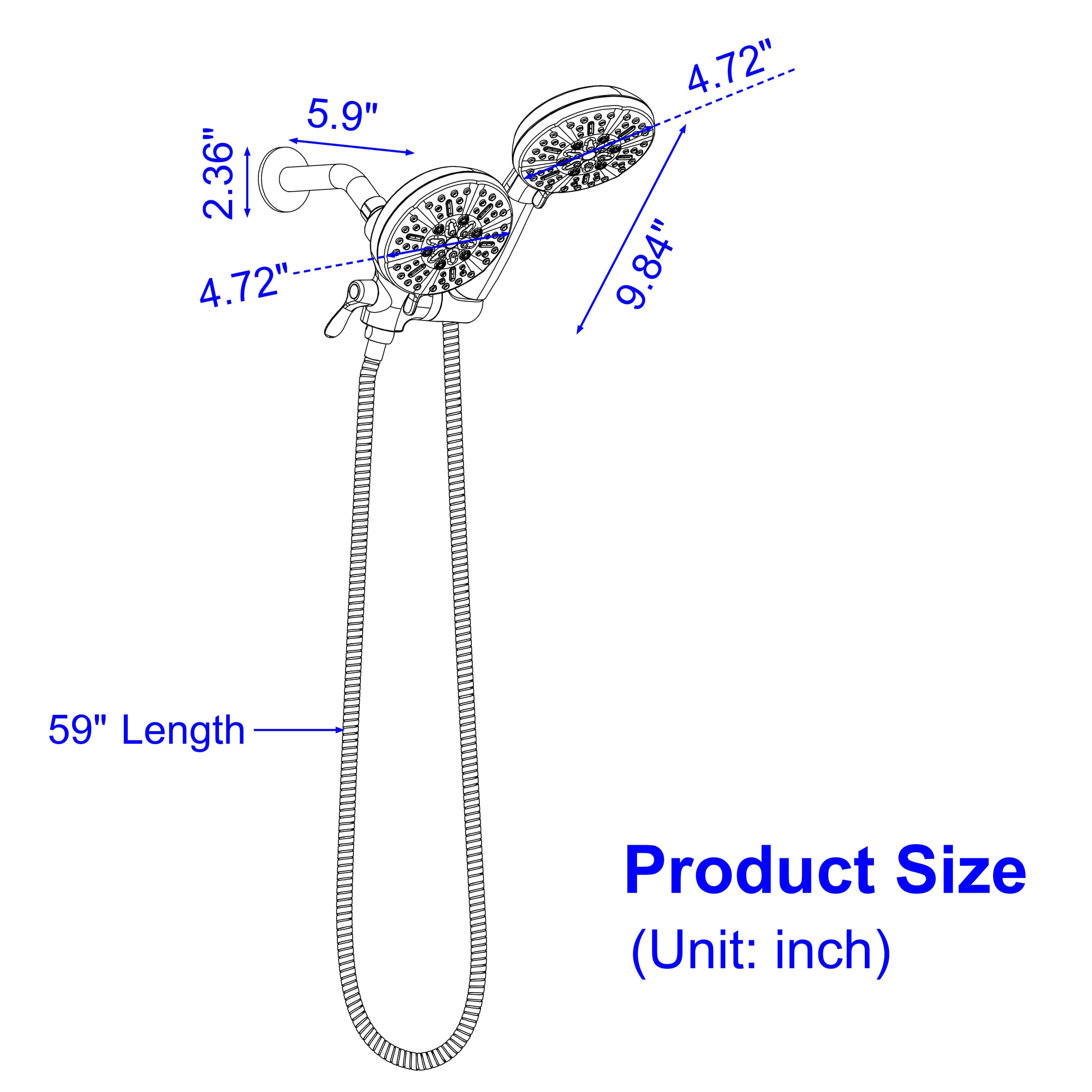 WELLFOR GASL349V80GD Fixed-Showerhead - View #6