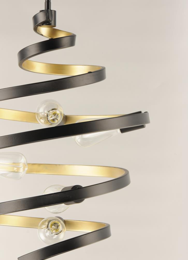 Twister 5-Light Black and Gold Pendant Light