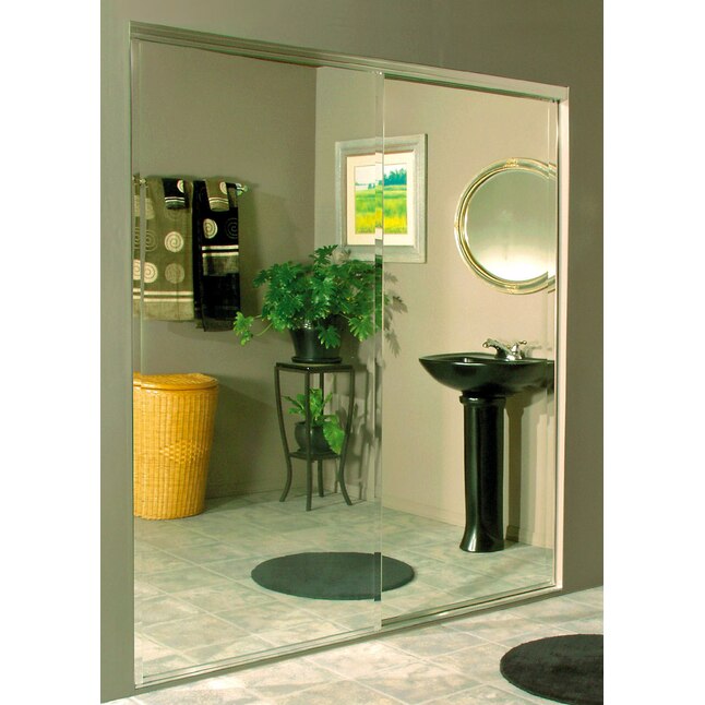ReliaBilt 9150 Series 60-in x 80-in Chrome Mirror/Panel Mirrored Glass Prefinished Aluminum Sliding Door (Hardware Included) ReliaBilt 9150 Series 60-in x 80-in Chrome Mirror/Panel Mirrored Glass Prefinished Aluminum Sliding Door (Hardware Included)