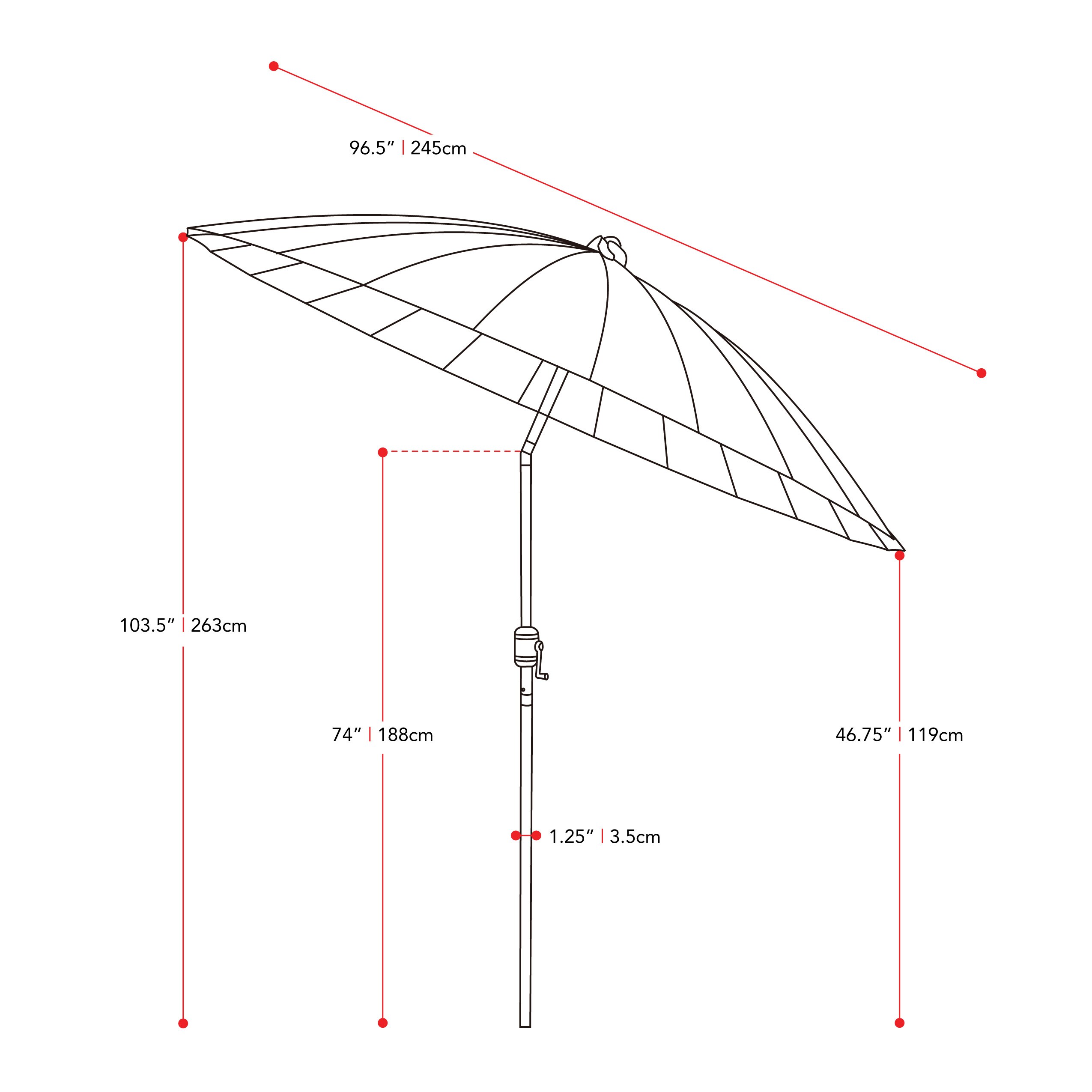 CorLiving 8-ft Aluminum Push-button Tilt Garden Patio Umbrella with ...