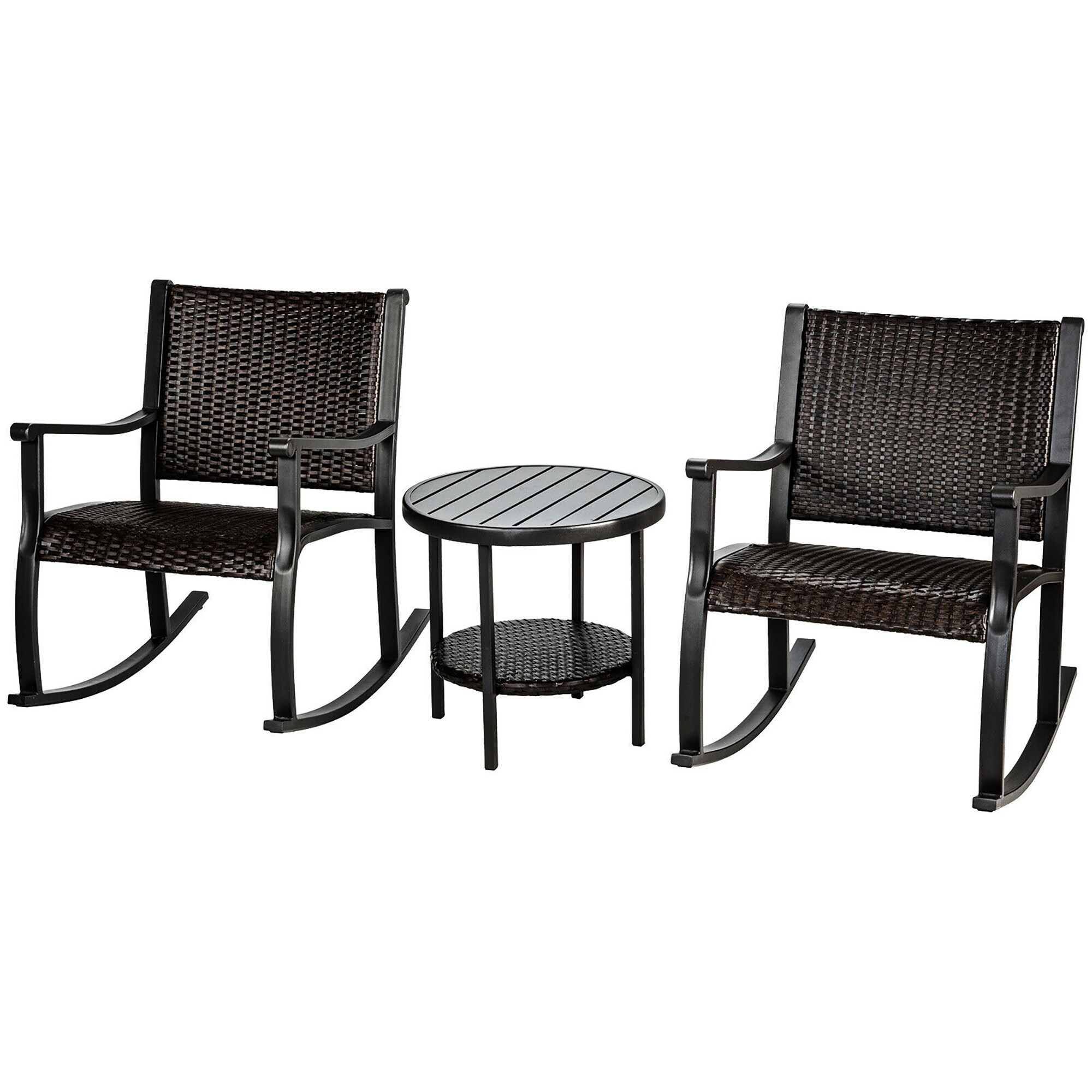 Forclover ALLC-13BK 3 -Piece Rattan Patio Conversation Set