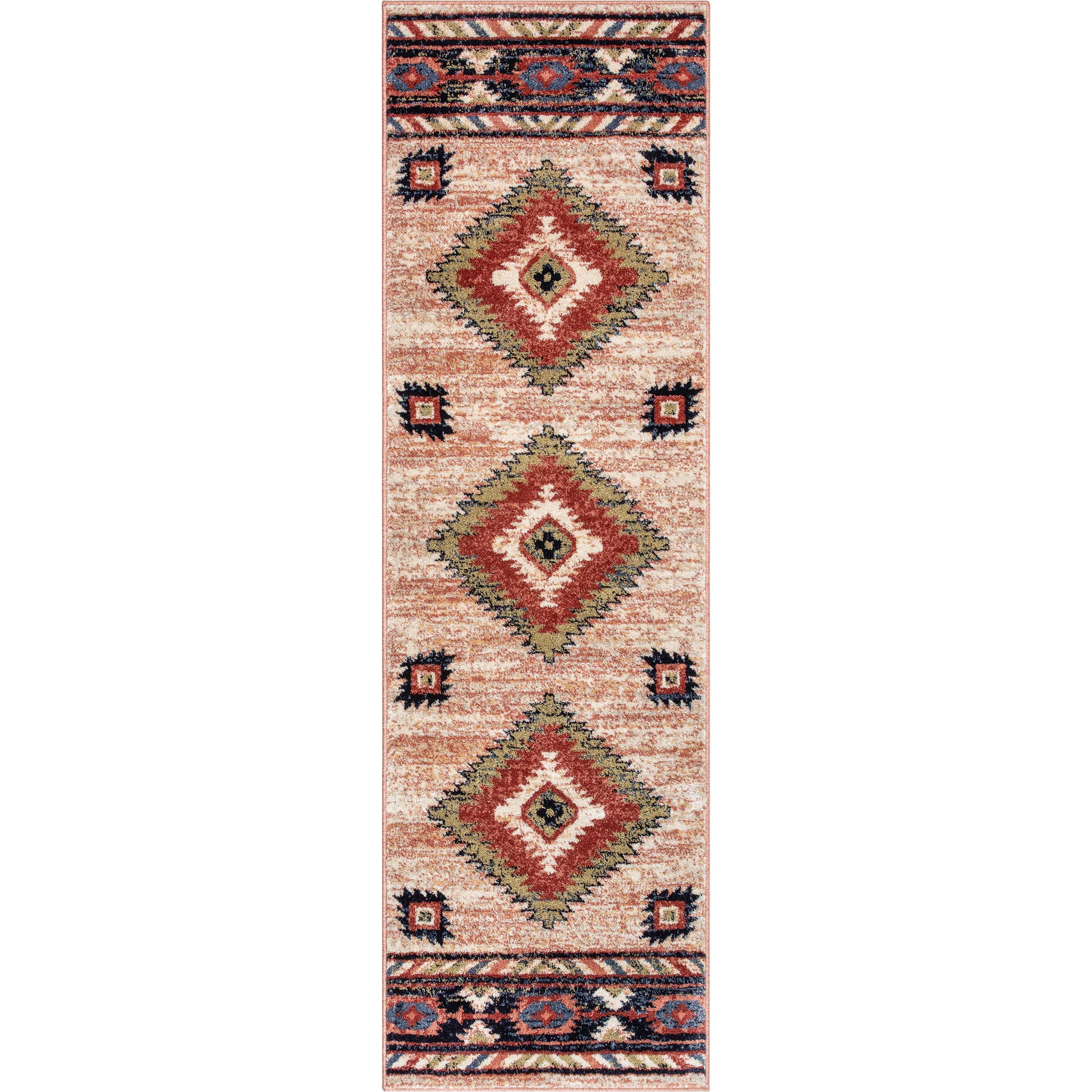 Well Woven TU-102-2L 2 x 10 (ft) Loomed Polypropylene Cream Rectangular Indoor Tribal Southwestern Runner rug
