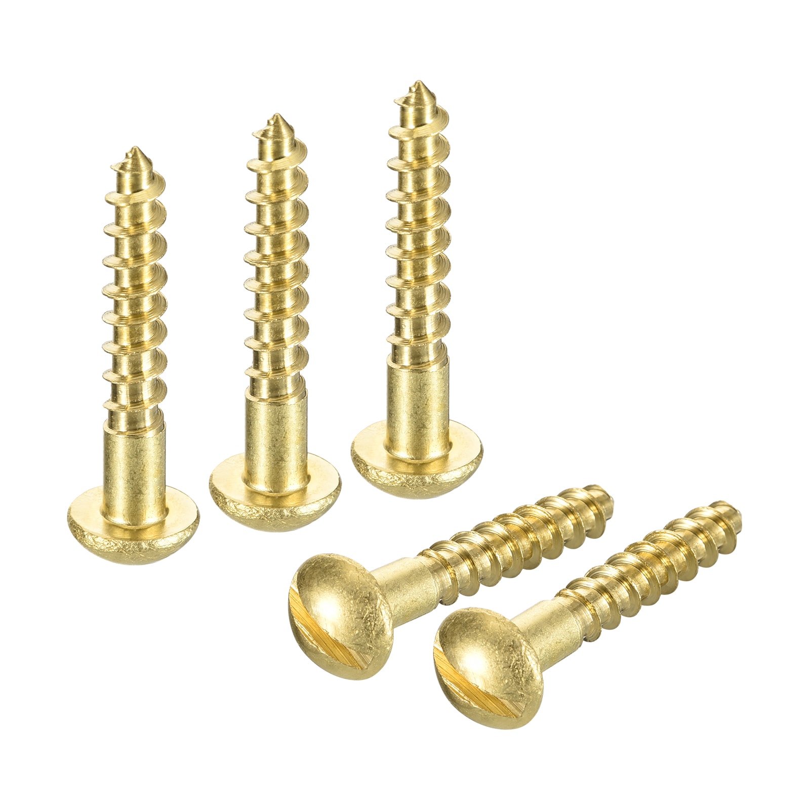 Unique Bargains Wood Screws M5 x 30mm Slotted Round Head Brass Self-Tapping Screw WoodWorking Screw 20pcs