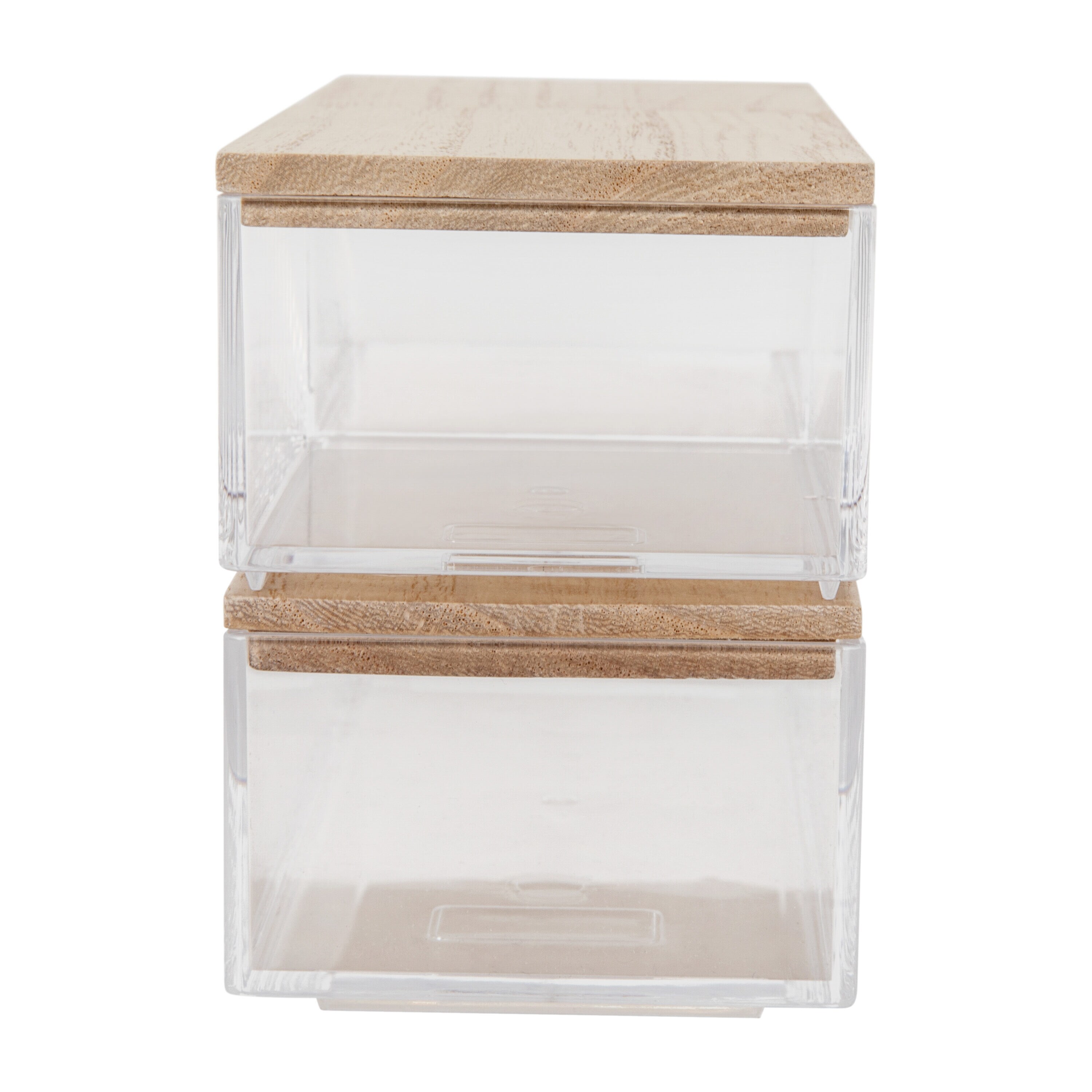 Martha Stewart Set of 3 Wooden Storage Boxes with Pullout Drawers - Light Natural