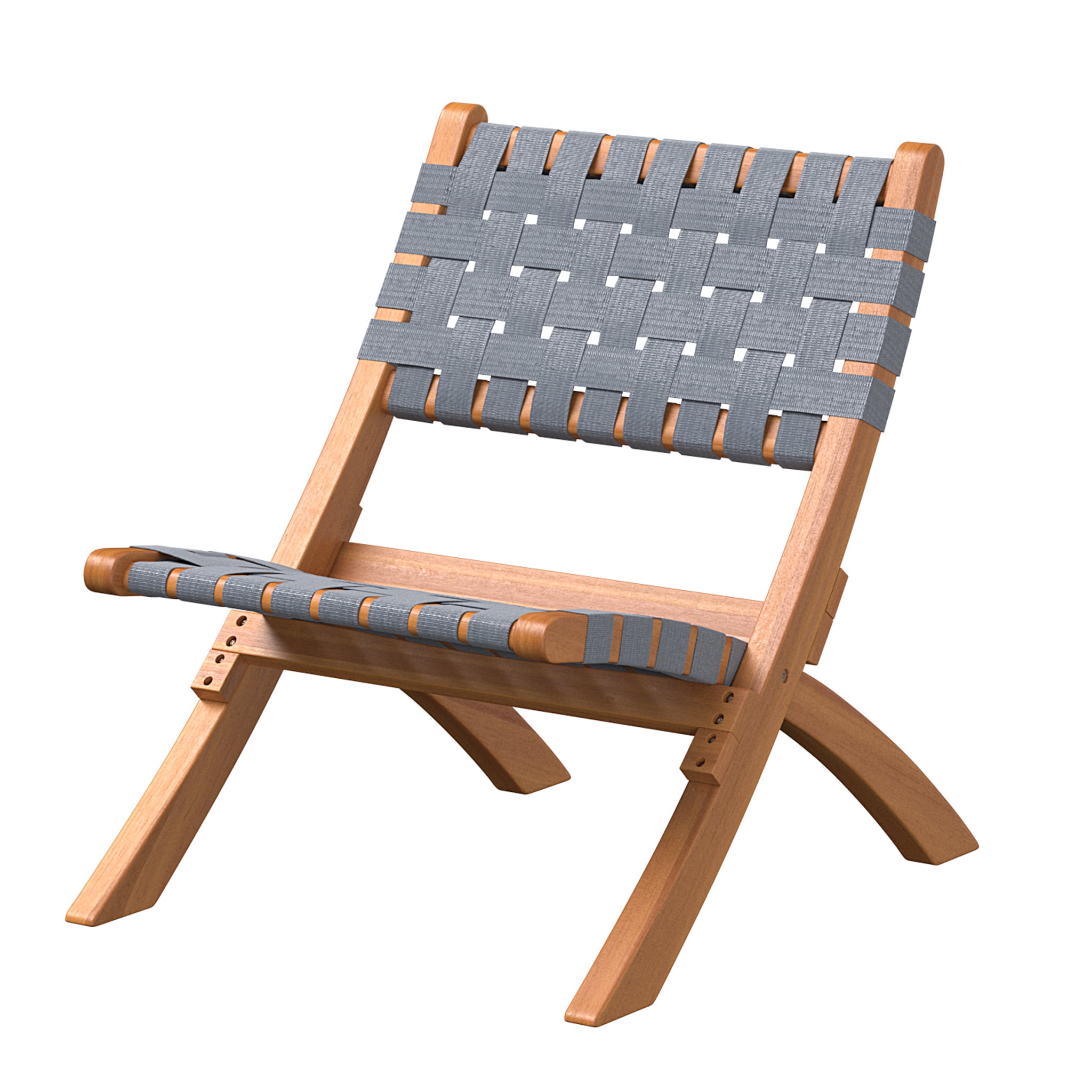 Balkene Home 63637 Sava Woven Natural Wood Frame Stationary Conversation Chair with Gray Mesh Seat