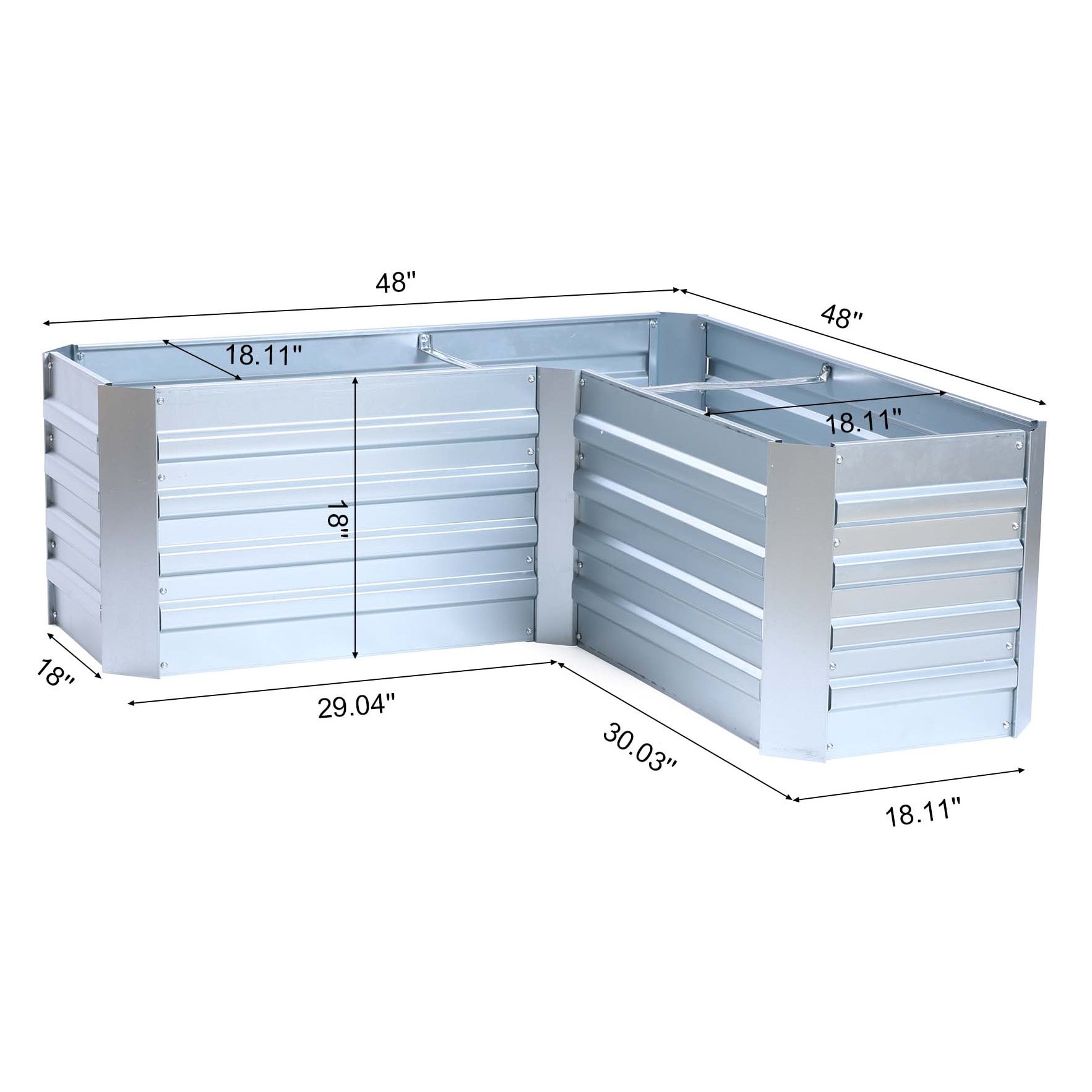 L-Shaped Galvanized Steel Raised Garden Bed - 47.8" x 20.5"
