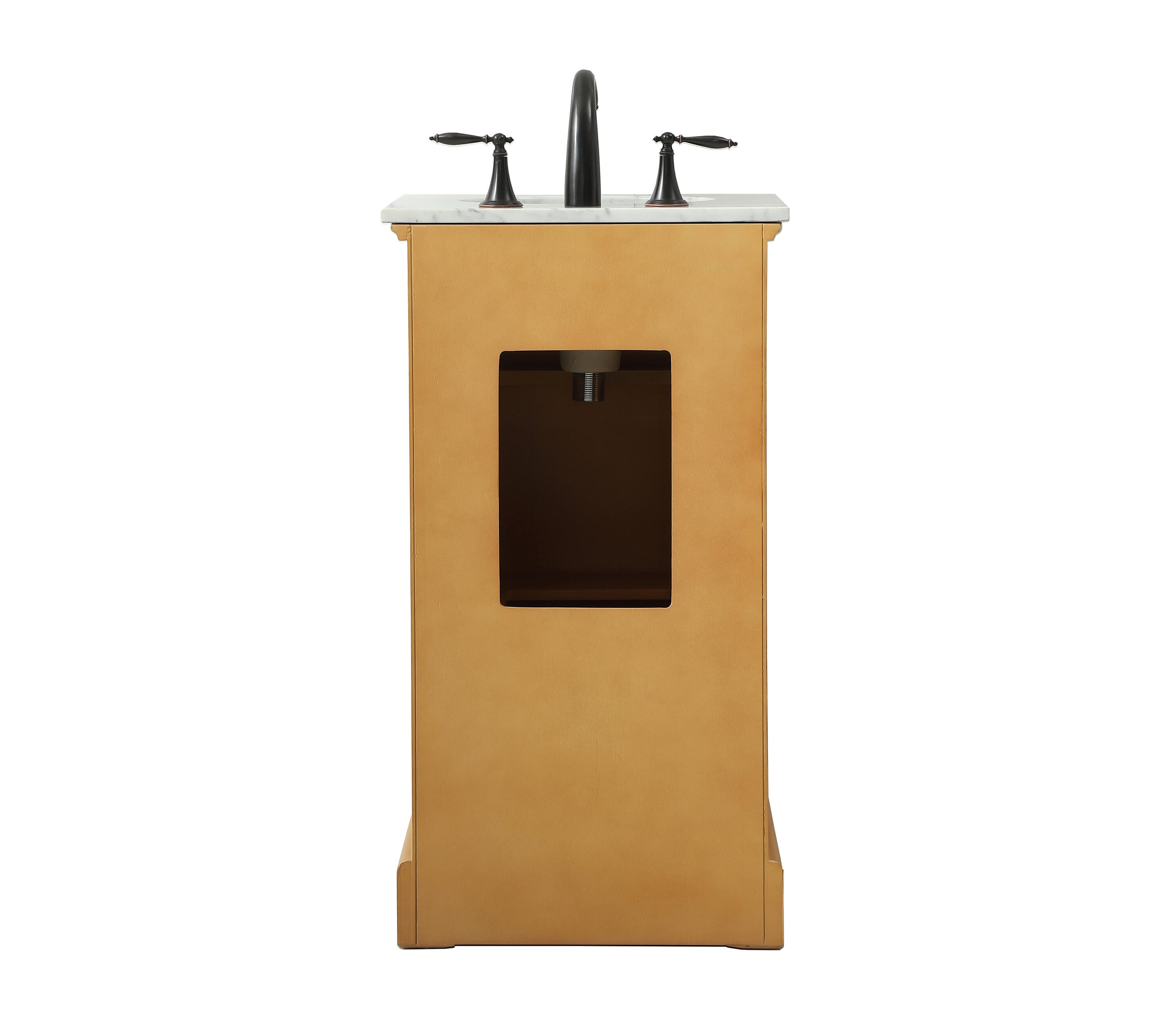 Natural Wood Single Bathroom Vanity with Marble Top