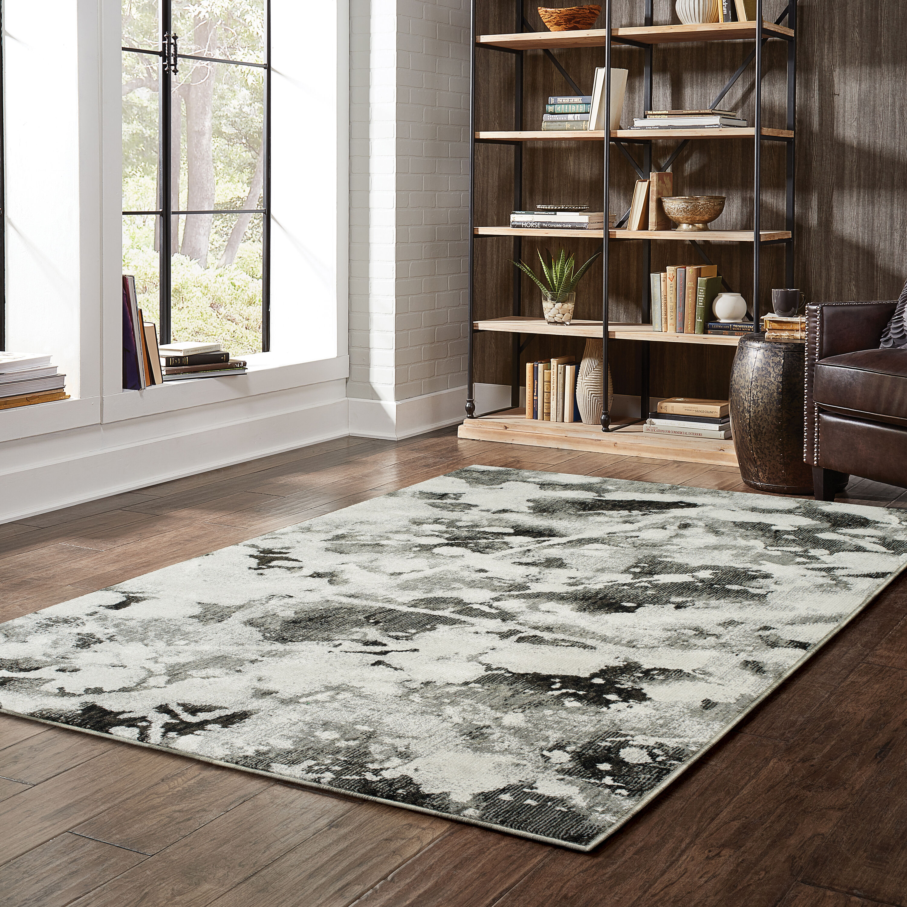 Archer Lane 803EVL5B4L Arlington 3 x 5 (ft) Polypropylene Charcoal Rectangular Indoor Abstract Bohemian/Eclectic Area rug