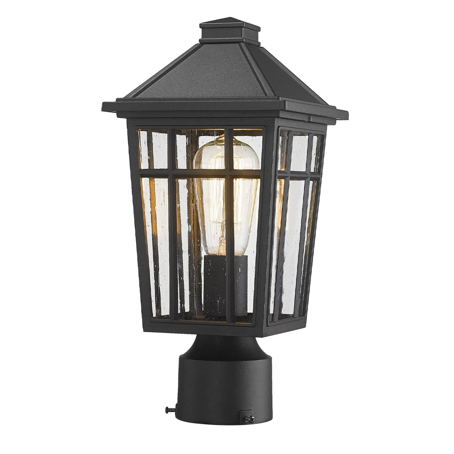 Angel Sar - Darkaway Black Waterproof Aluminum Outdoor Post Light with Glass Housing for Garden P...