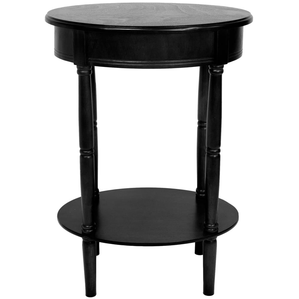 Red Lantern XA-TABLE10-BLK Oriental Furniture 19-in W x 26.5-in H Black Wood Oval Oriental End Table