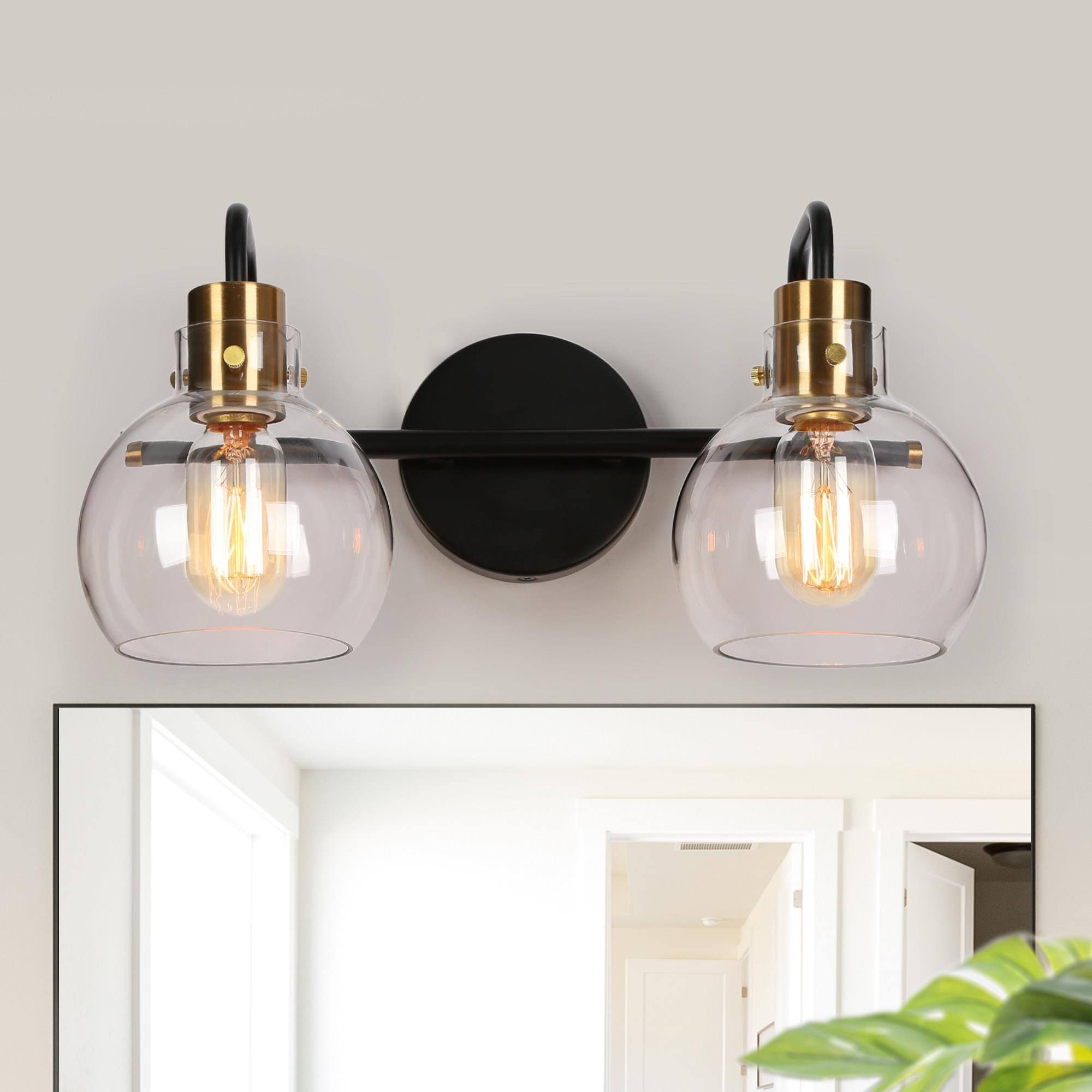 ZEVNI L3QZFUEIW4497SS7 Hedda 14.5-in 2 -Light Polished Black Transitional Vanity light