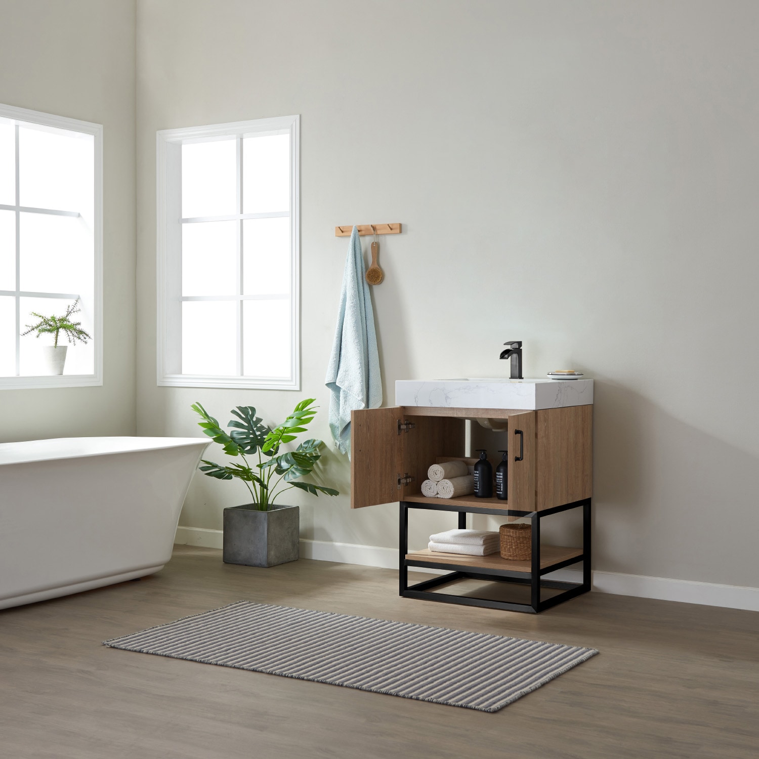 Vinnova Alistair 24" Oak Vanity with White Stone Top
