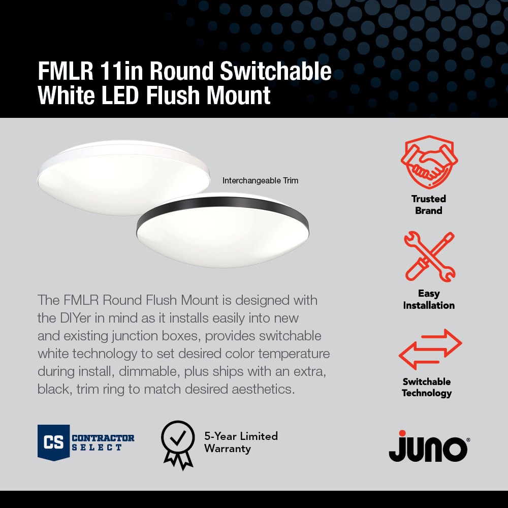 11-Inch White Round LED Flush Mount Ceiling Light