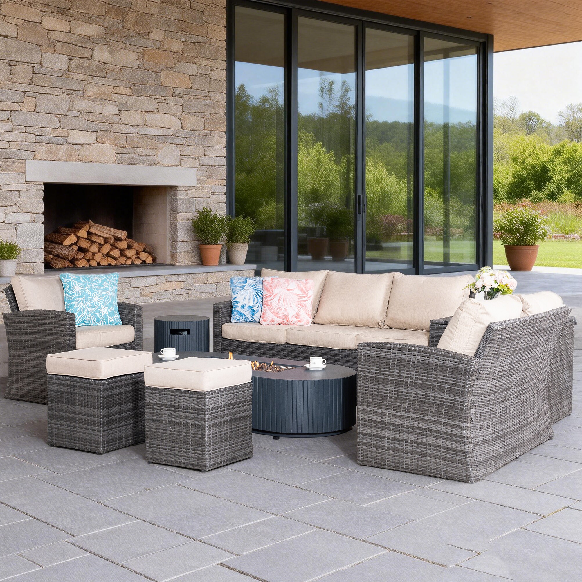 Direct Wicker DWG-1403B2635-GR Patio-Conversation-Sets - View #2