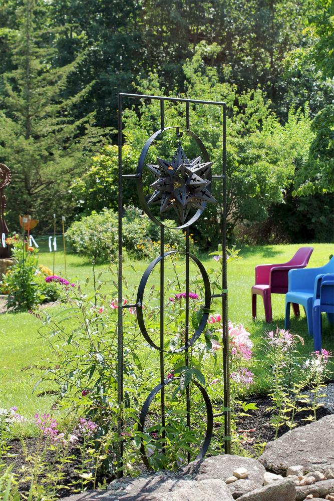 Zen Harmony 44" Black Wrought Iron Garden Trellis