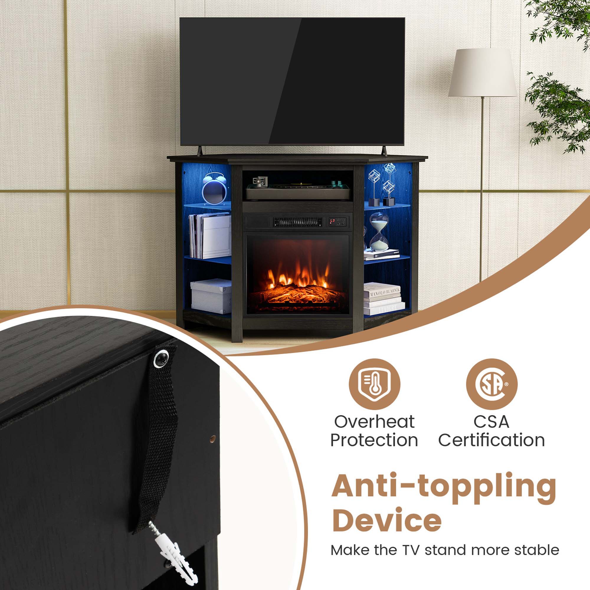 Costway SWL00018 Electric-Fireplaces - View #6