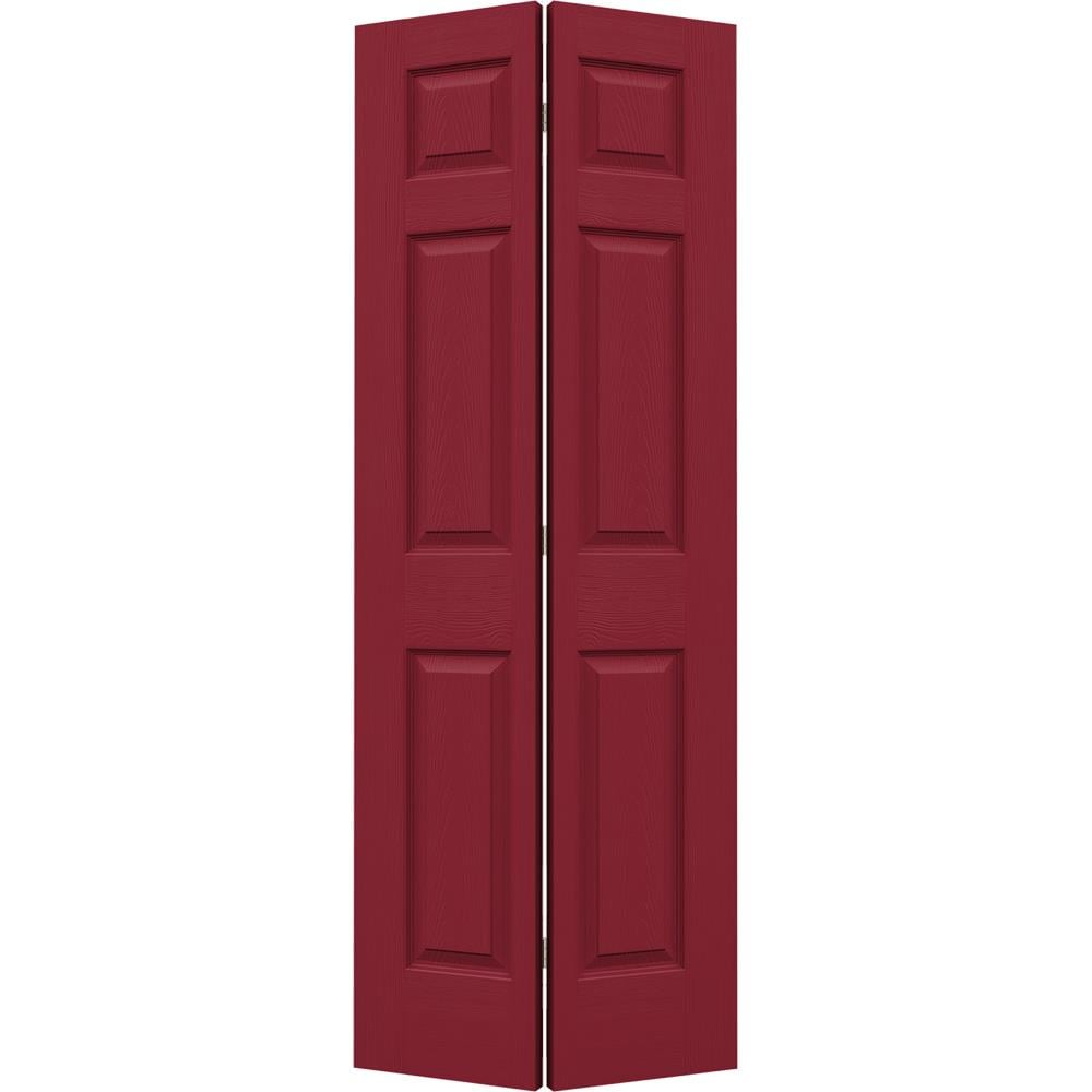 JELD-WEN Colonist 28-in x 80-in Cranberry 6-panel Textured Hollow Core Prefinished Molded Composite Closet Bifold Door (Hardware Included) -  LOWOLJW160600097