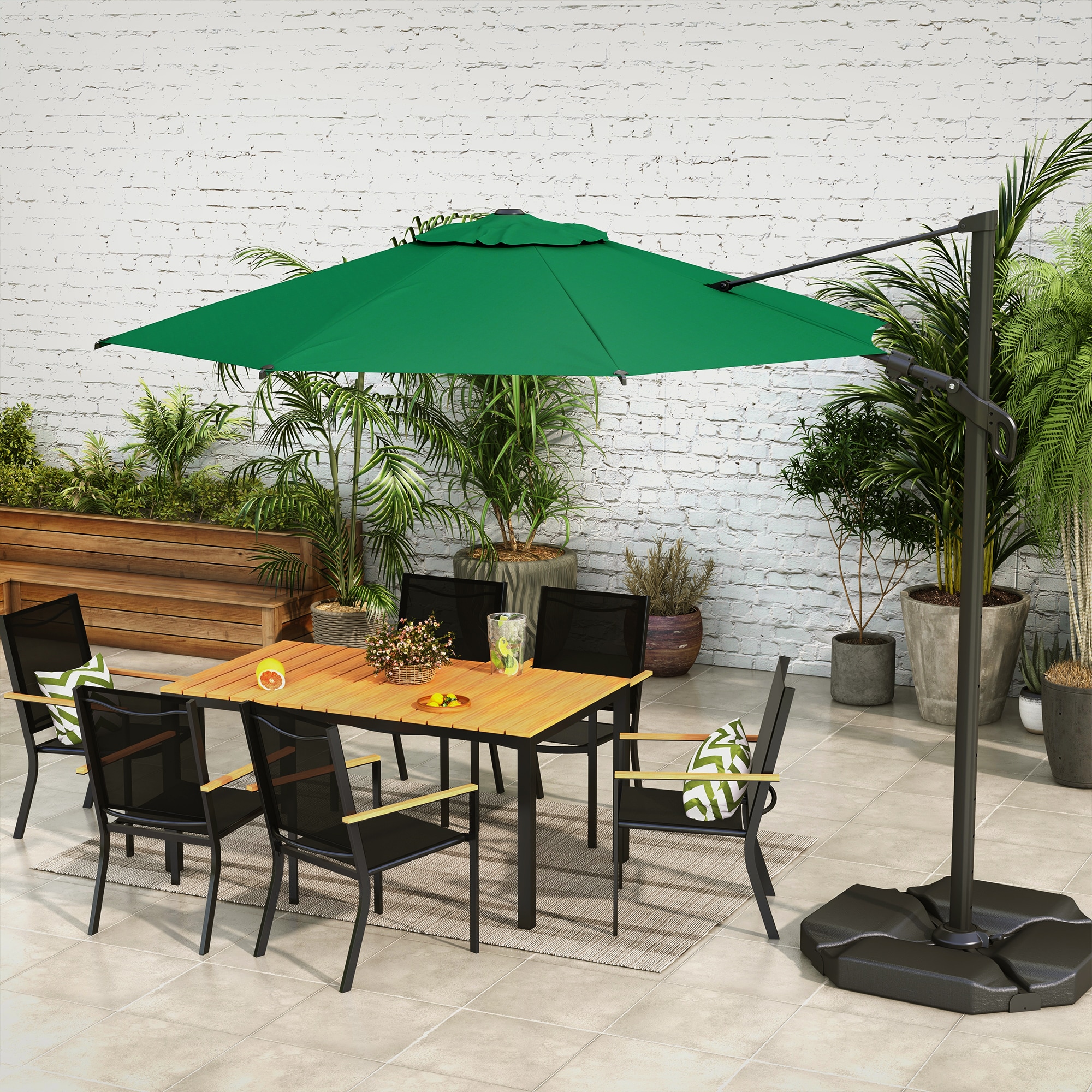 10ft Dark Green Aluminum Cantilever Patio Umbrella