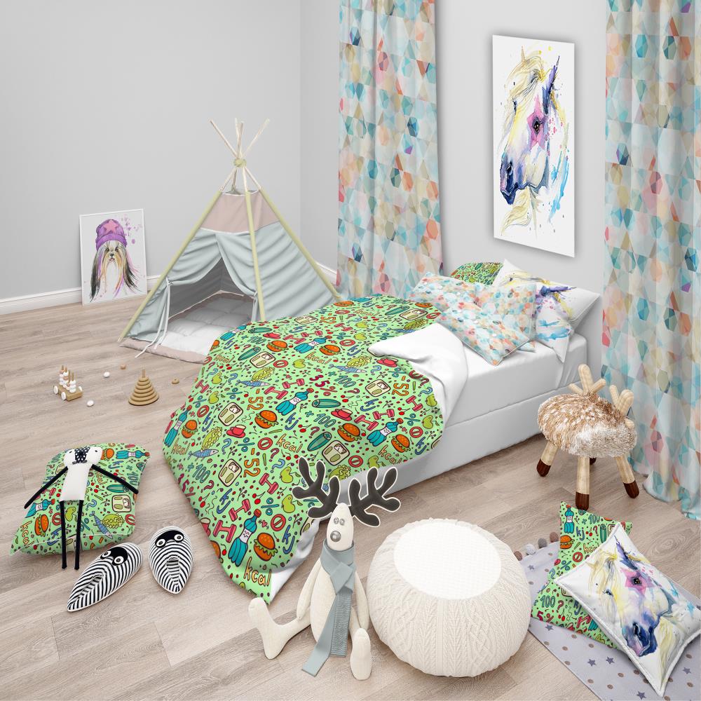 Designart BED18896-Q 3 -Piece Green Queen Duvet cover Set