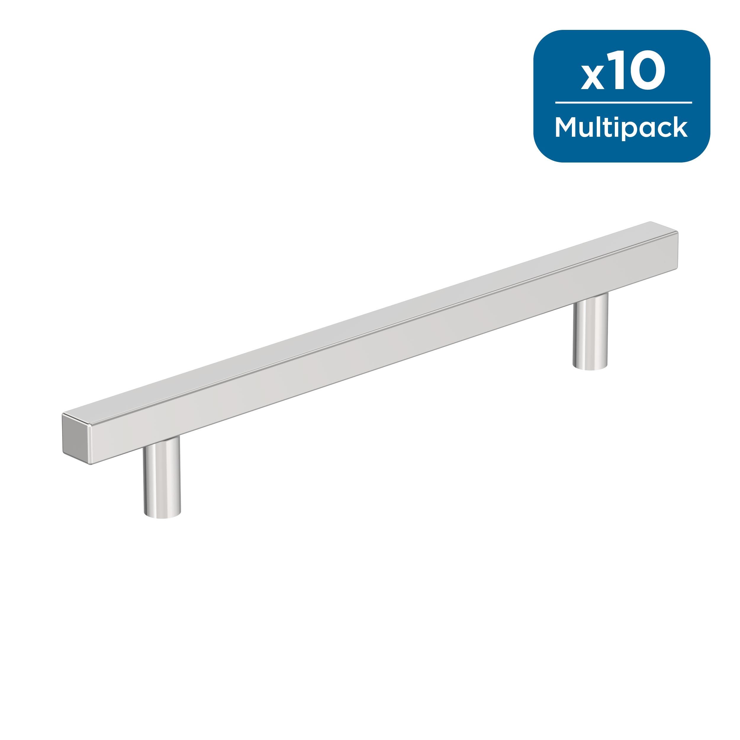 Amerock 10BX3717826 Bar Pulls Square 6-5/16-in , 160mm Center to Center Polished Chrome Cylindrical Bar 10 -Pack
