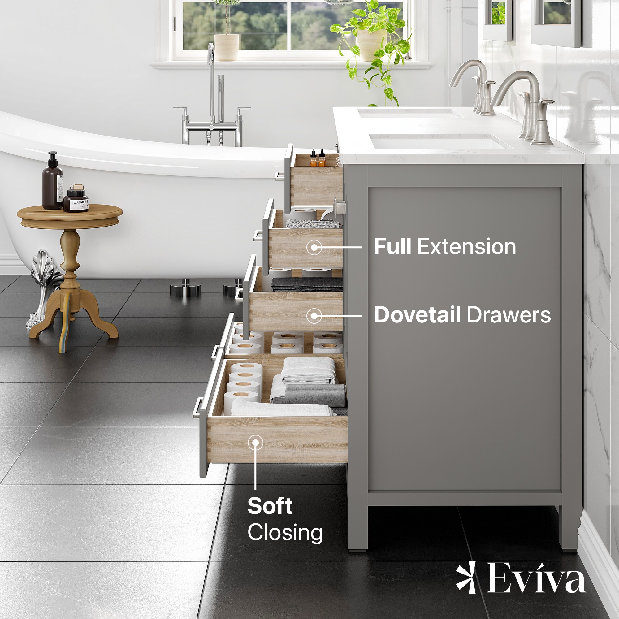 Eviva EVVN412-78GR-Q Bath-Vanity-Combo - View #5