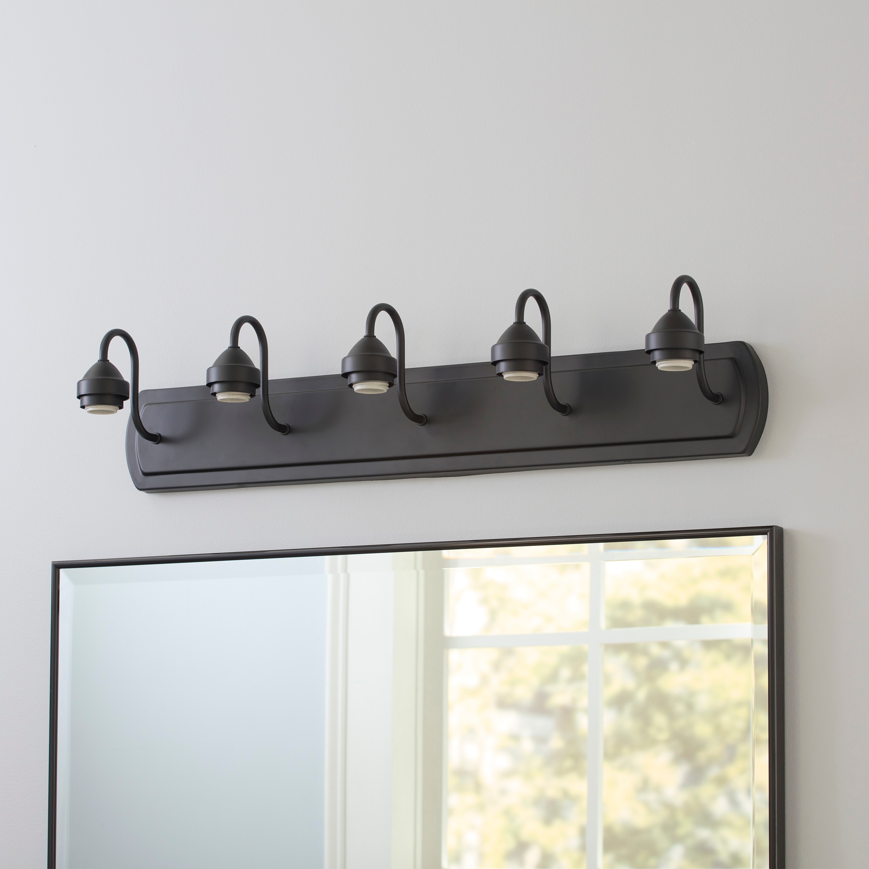 style selections 32-in 5-light black transitional vanity light
