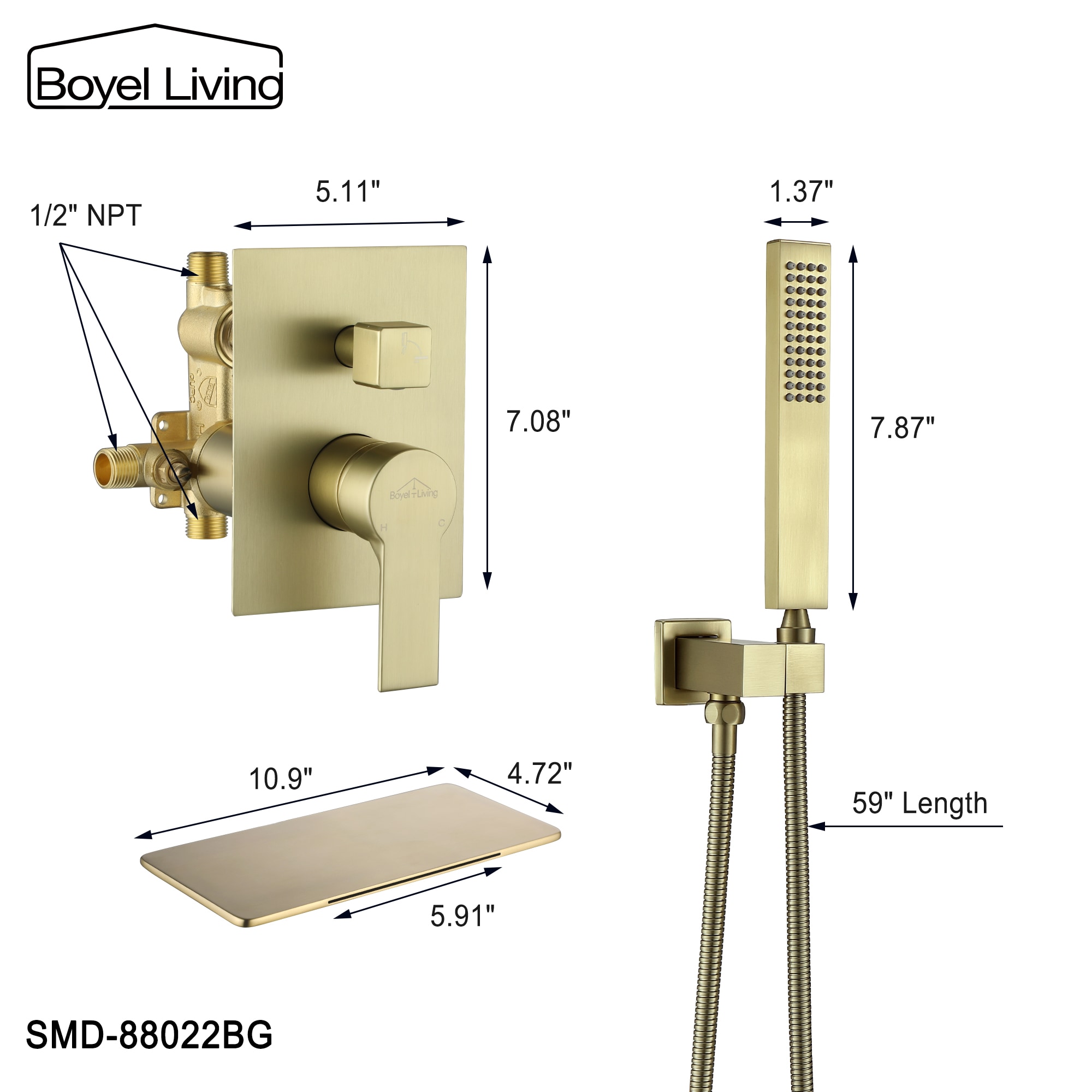 Clihome CSMD-BS880-22BG Roman-Tub-Faucets - View #4
