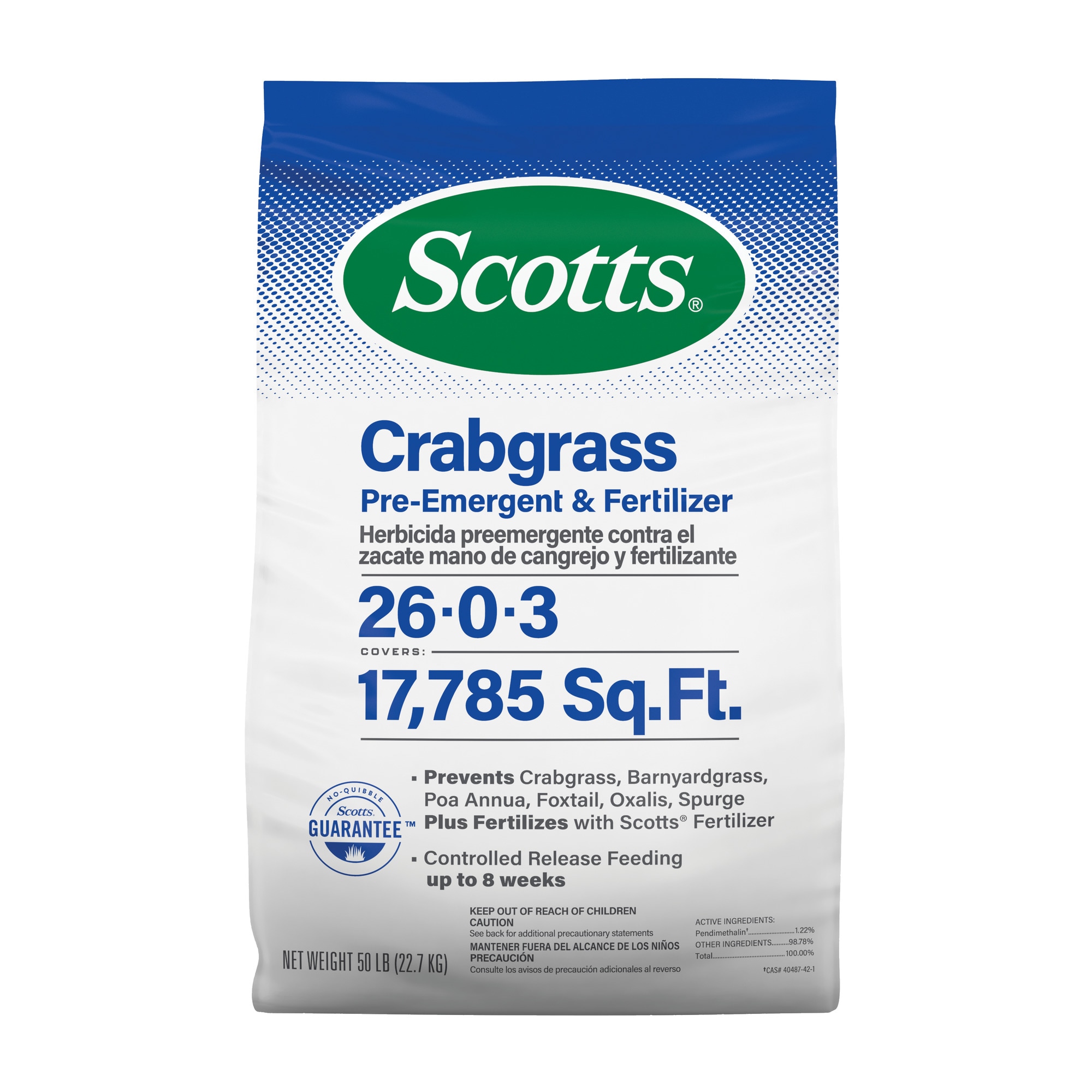 Scotts Crabgrass PreEmergent and Fertilizer 50lb 17785sq ft 2603