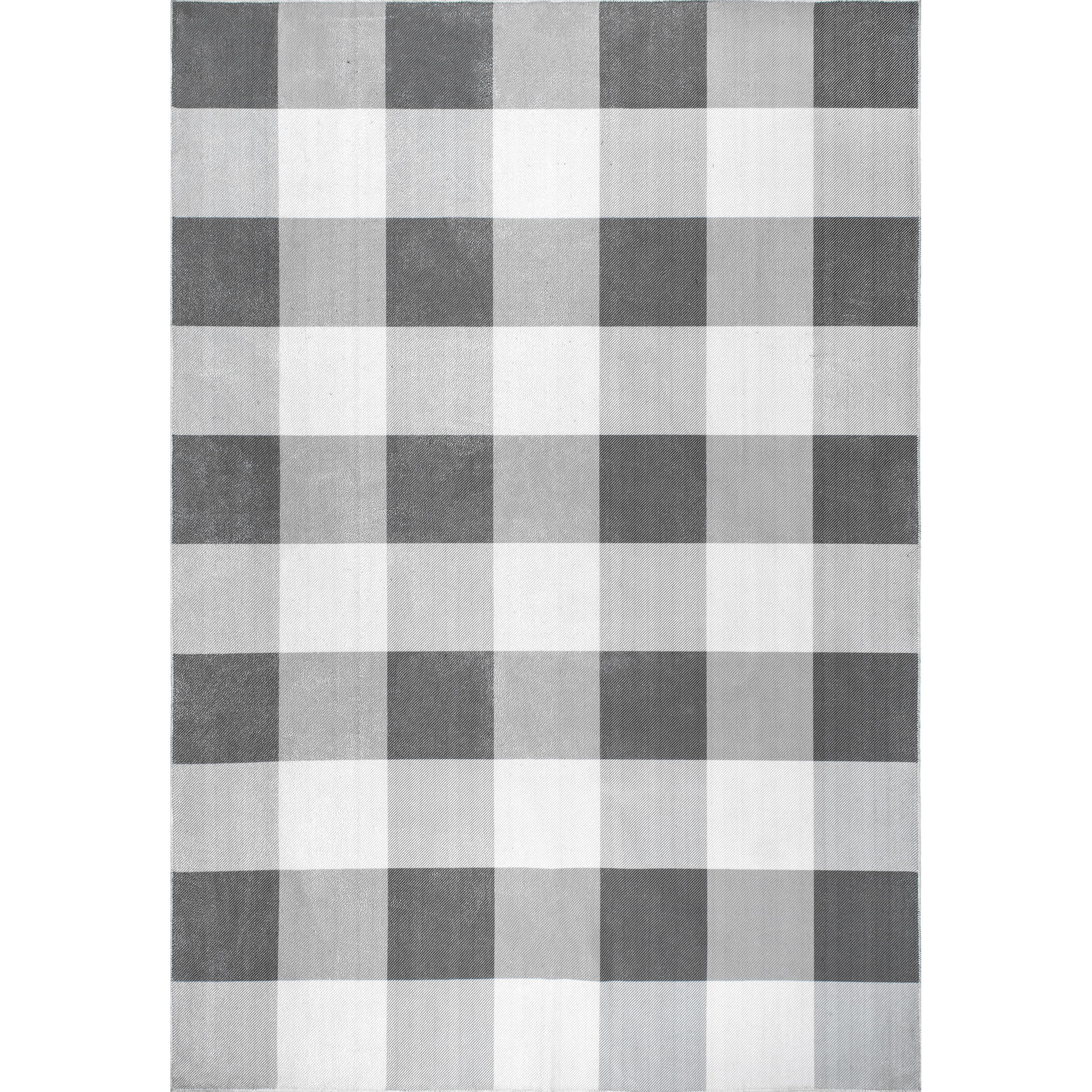 Gray Buffalo Plaid Washable Rectangular Area Rug