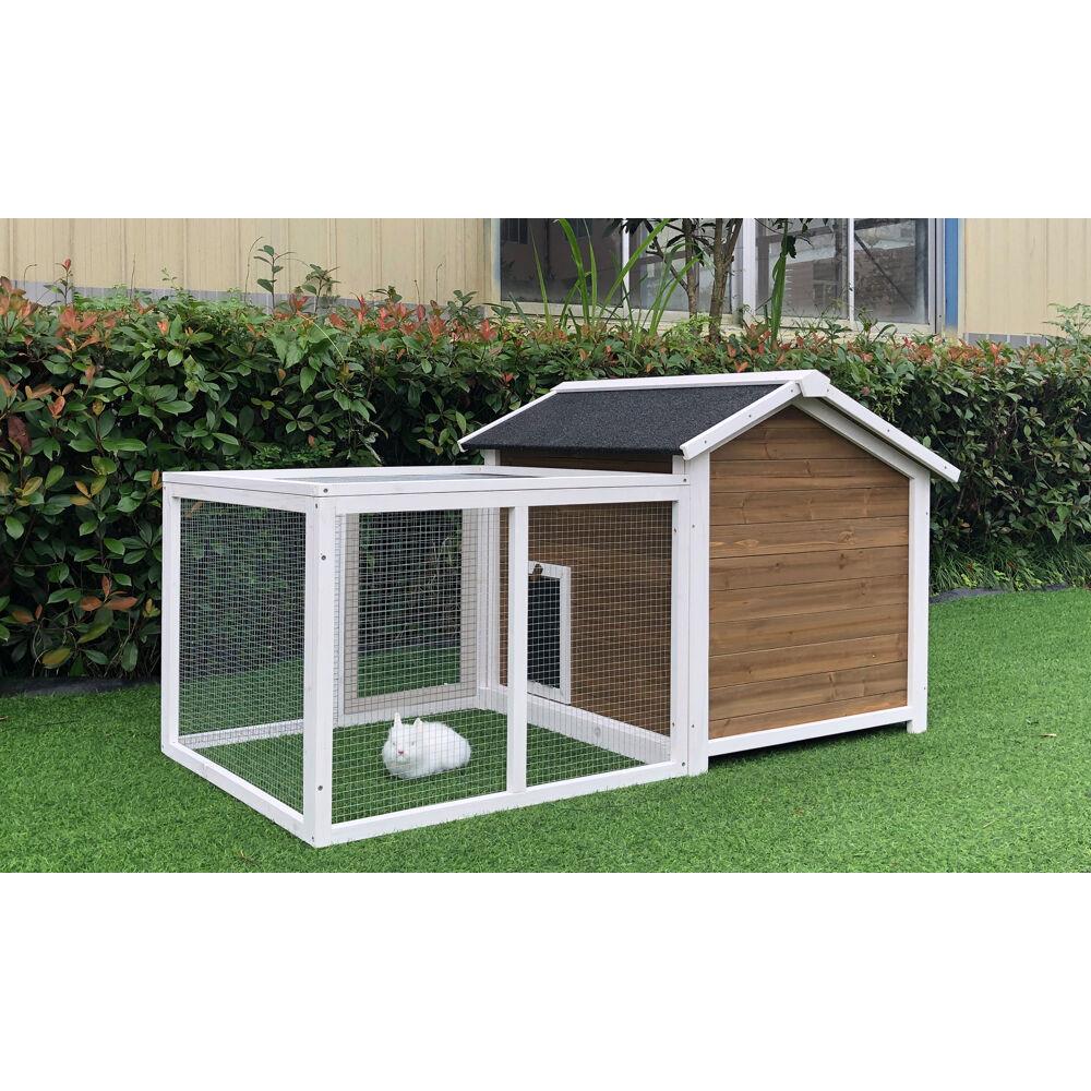 Hanover Brown/White Wood Chicken Coop with Removable Tray, Waterproof ...