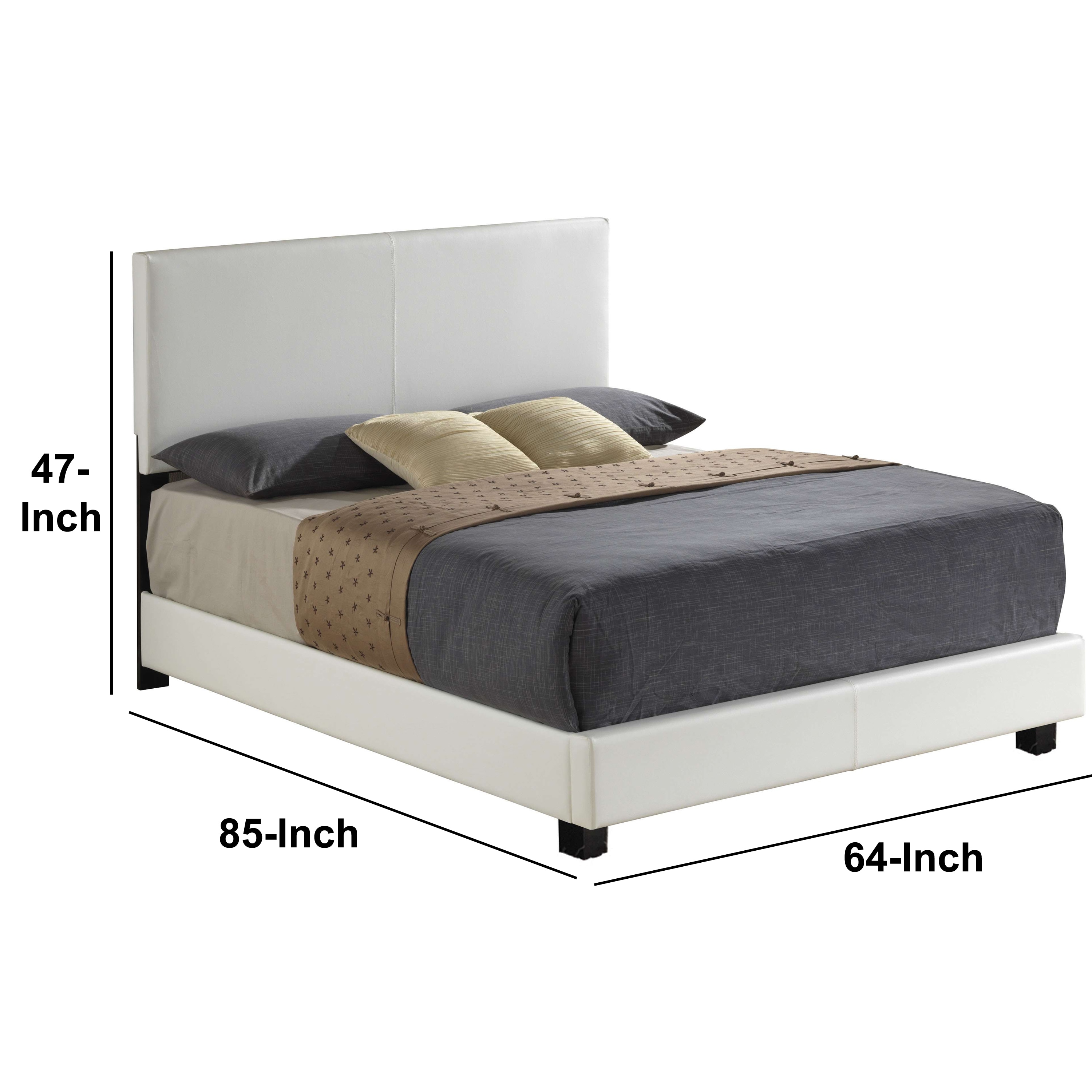 Benzara White Queen Upholstered Panel Bed In The Beds Department At ...