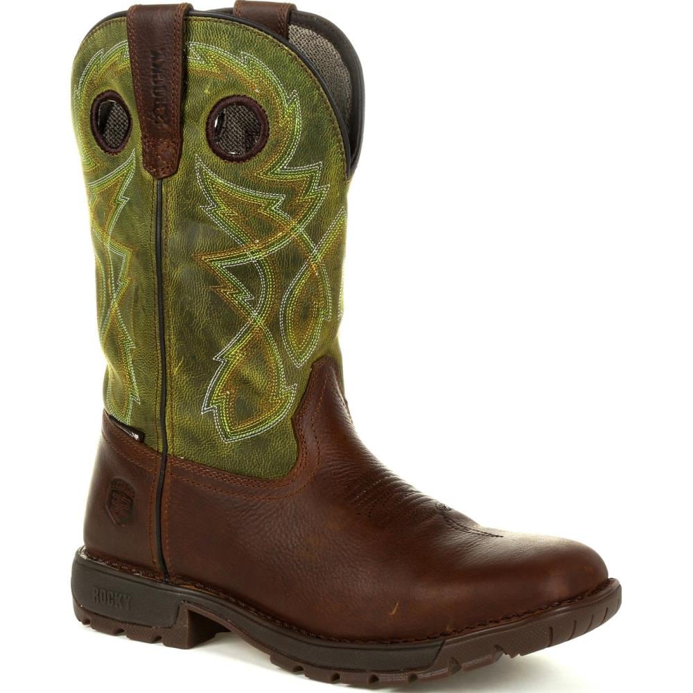 Rocky RKW0318  W  095 Men's Brown and Green Waterproof Boots Size: 9.5 Wide