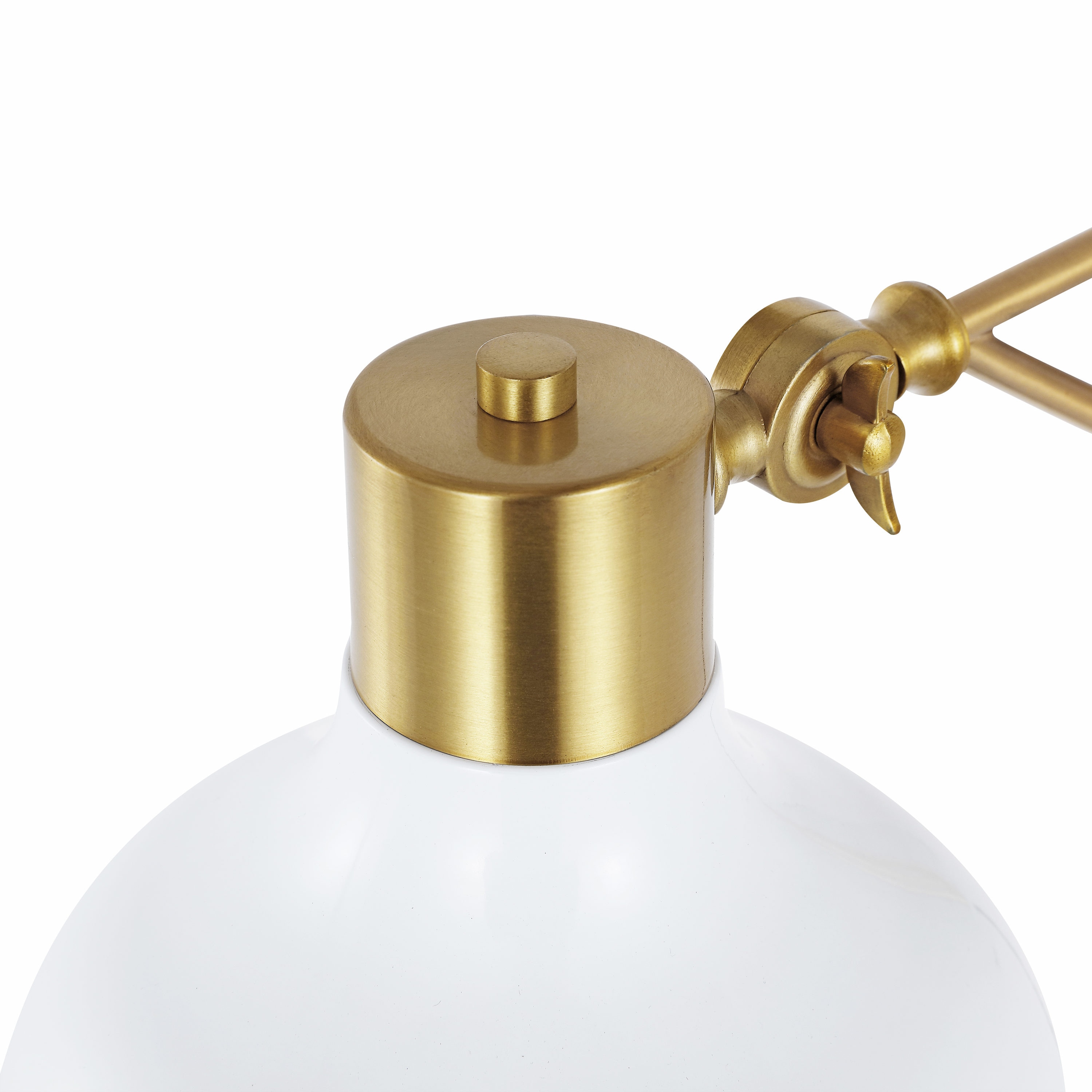 White and Brass Gold Iron Swing Arm Wall Sconce with USB Charging Port