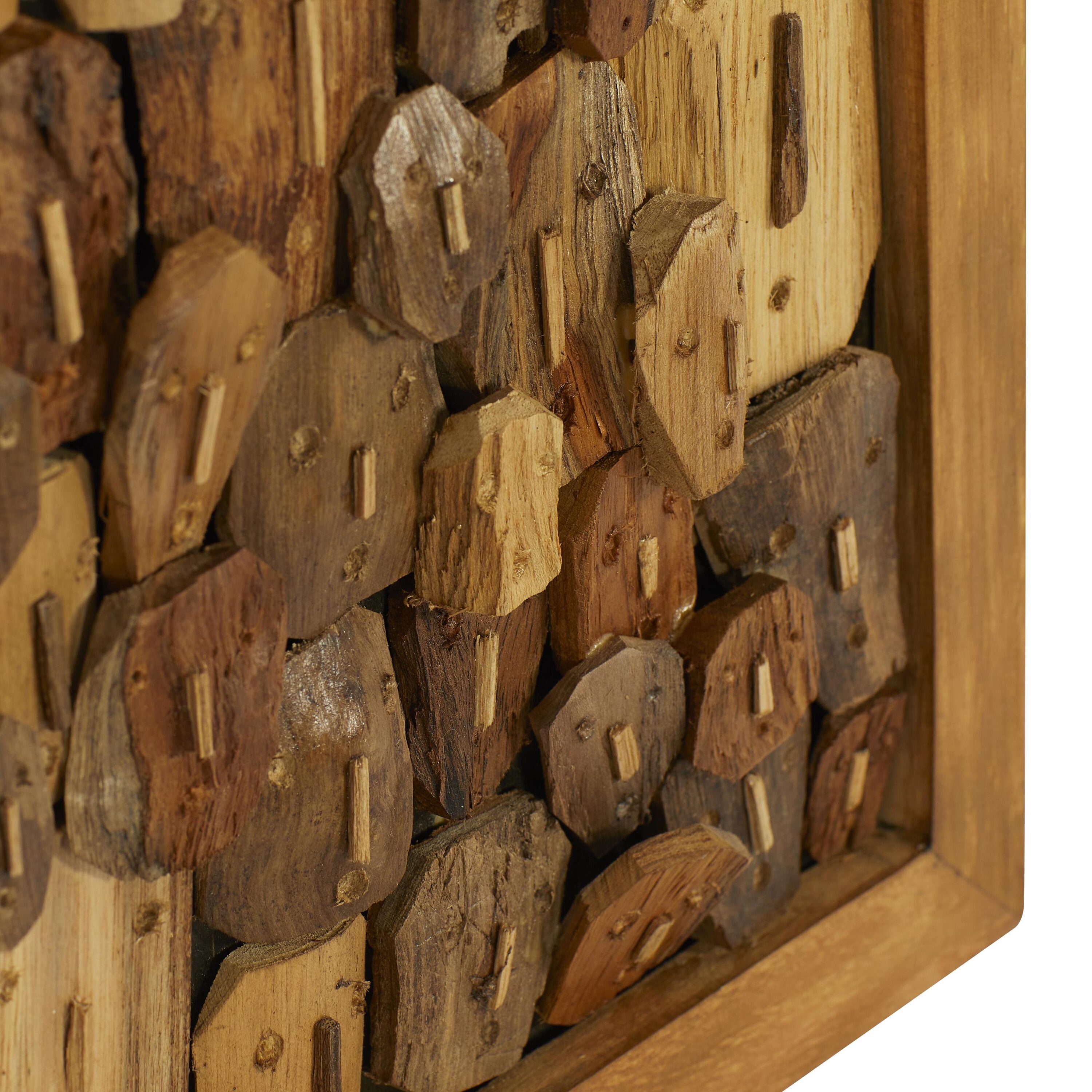Rustic Brown Teak Wood Handmade Carved Faces Wall Decor
